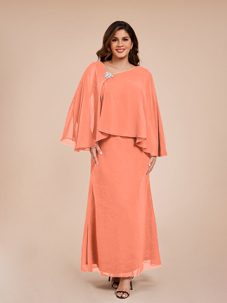 Classy Spalte Knöchellang Chiffon Mutter der Braut Kleid mit Kristall