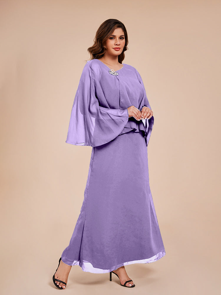 Classy Spalte Knöchellang Chiffon Mutter der Braut Kleid mit Kristall