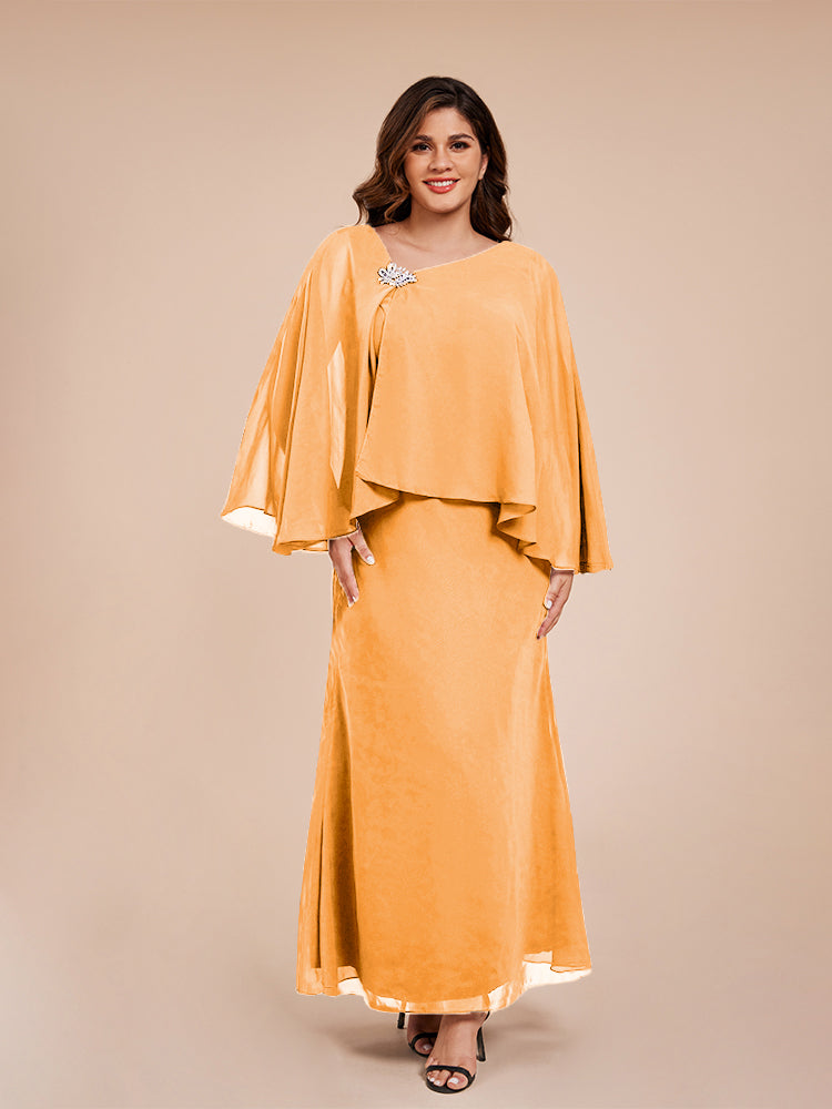 Classy Spalte Knöchellang Chiffon Mutter der Braut Kleid mit Kristall