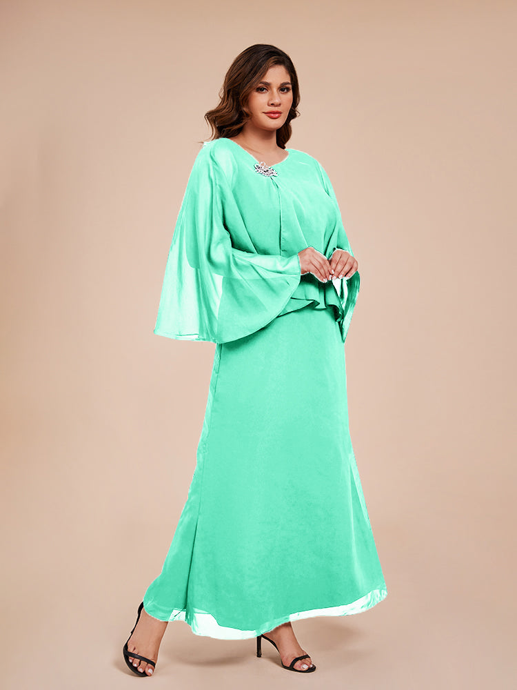 Classy Spalte Knöchellang Chiffon Mutter der Braut Kleid mit Kristall