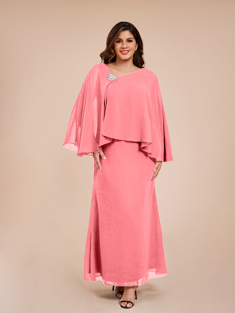 Classy Spalte Knöchellang Chiffon Mutter der Braut Kleid mit Kristall