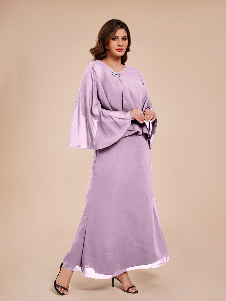 Classy Spalte Knöchellang Chiffon Mutter der Braut Kleid mit Kristall