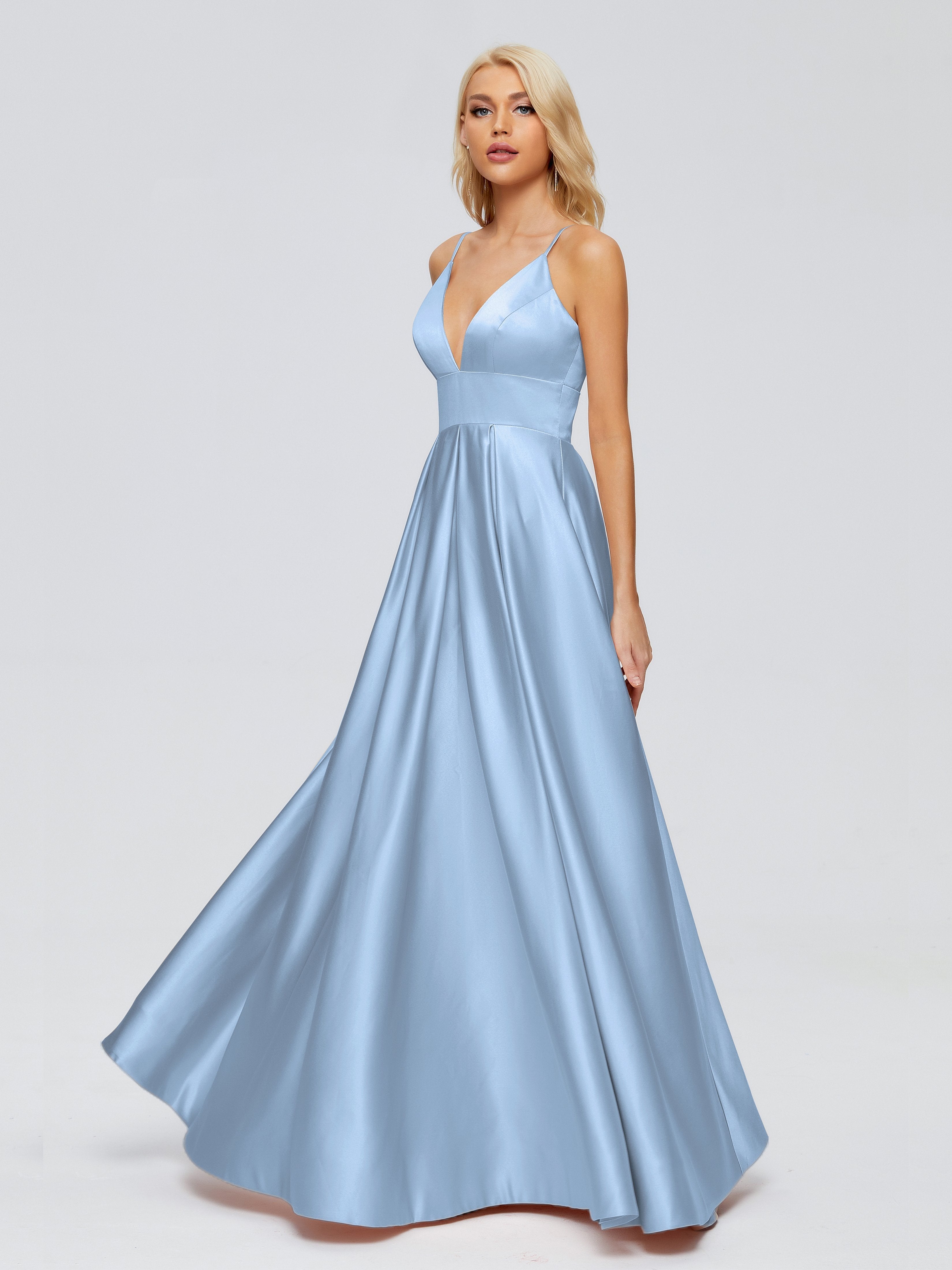 Faiths Dünne Träger Satin Partykleid