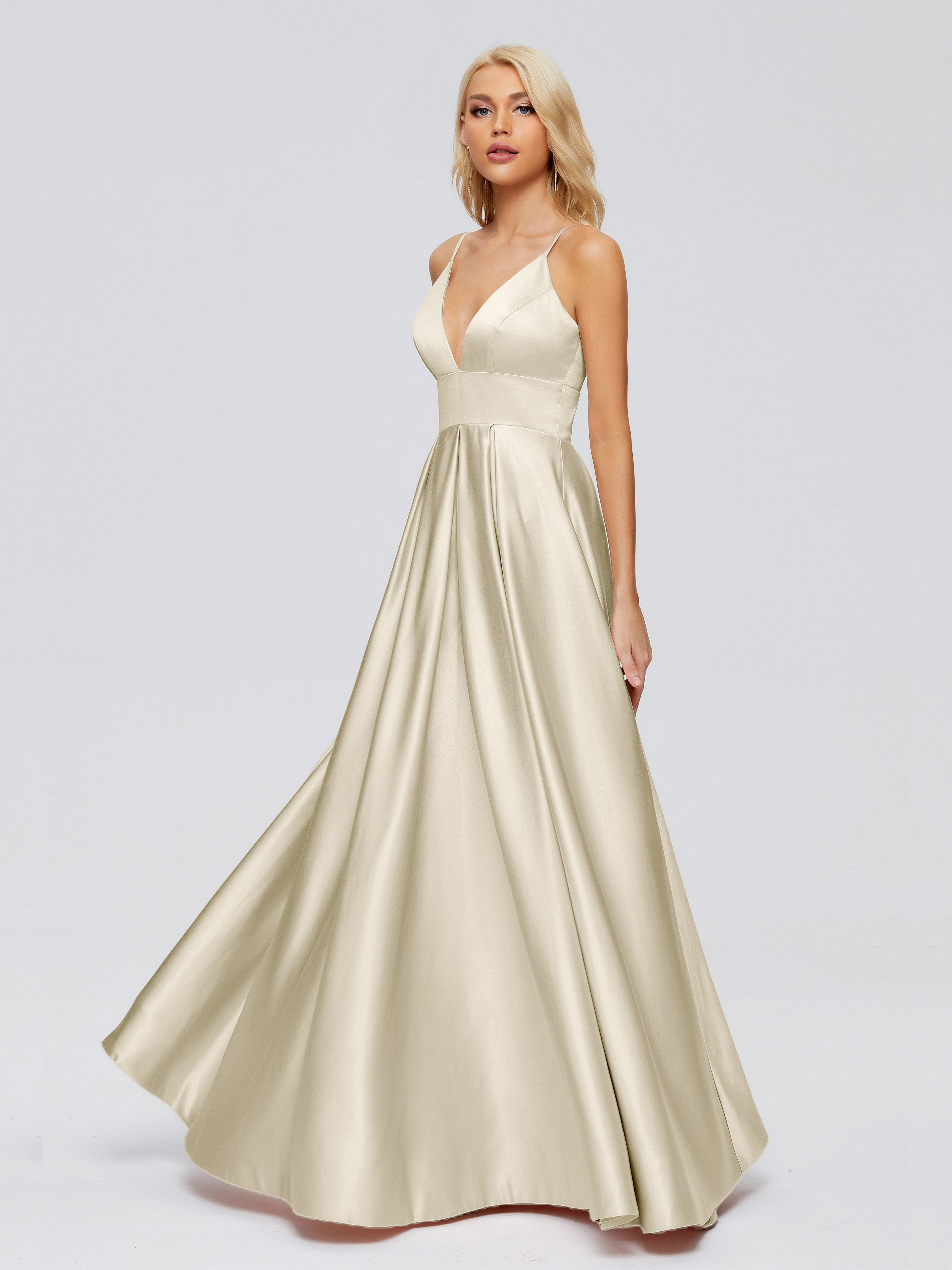 Faiths Dünne Träger Satin Partykleid