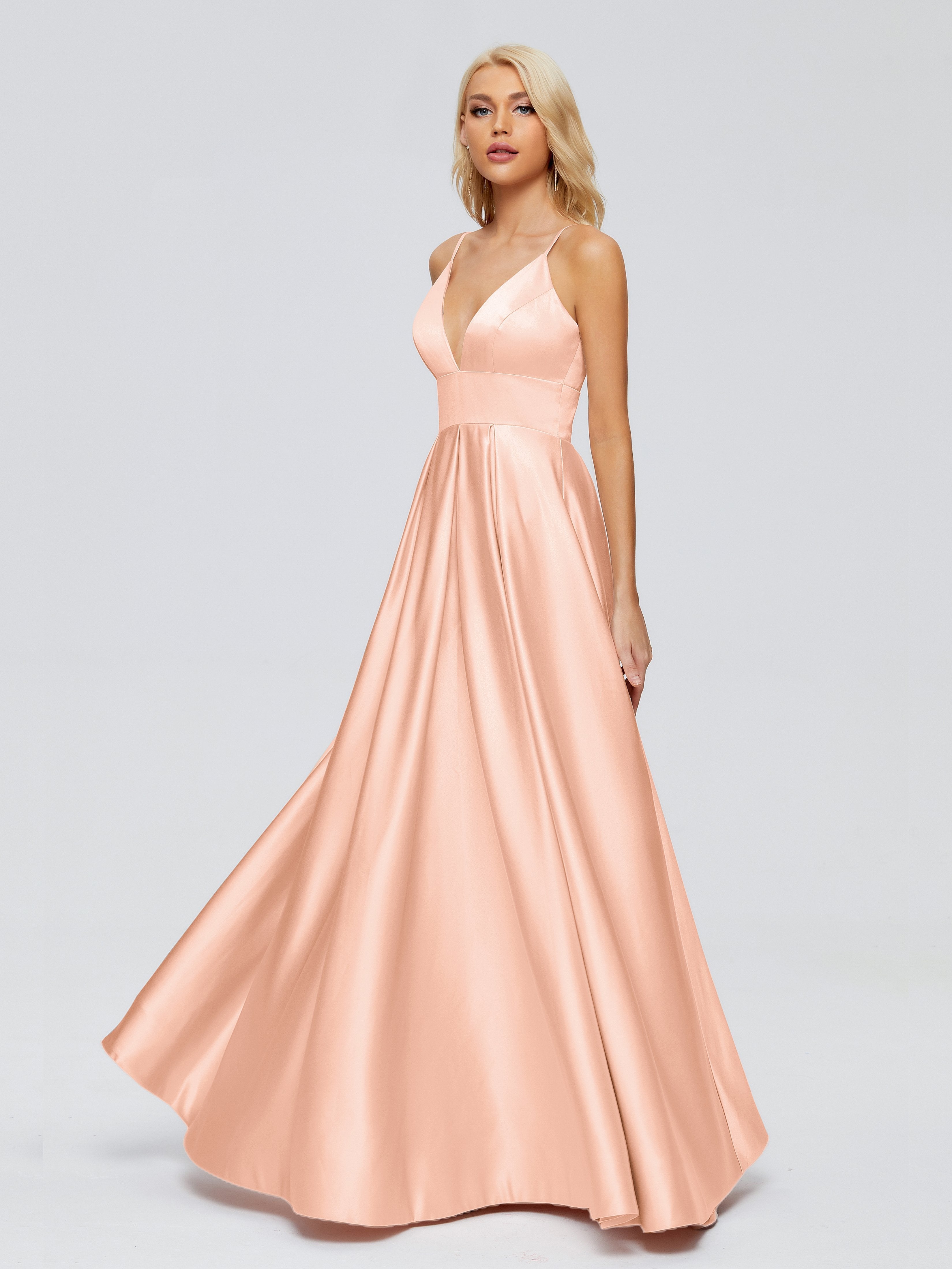 Faiths Dünne Träger Satin Partykleid