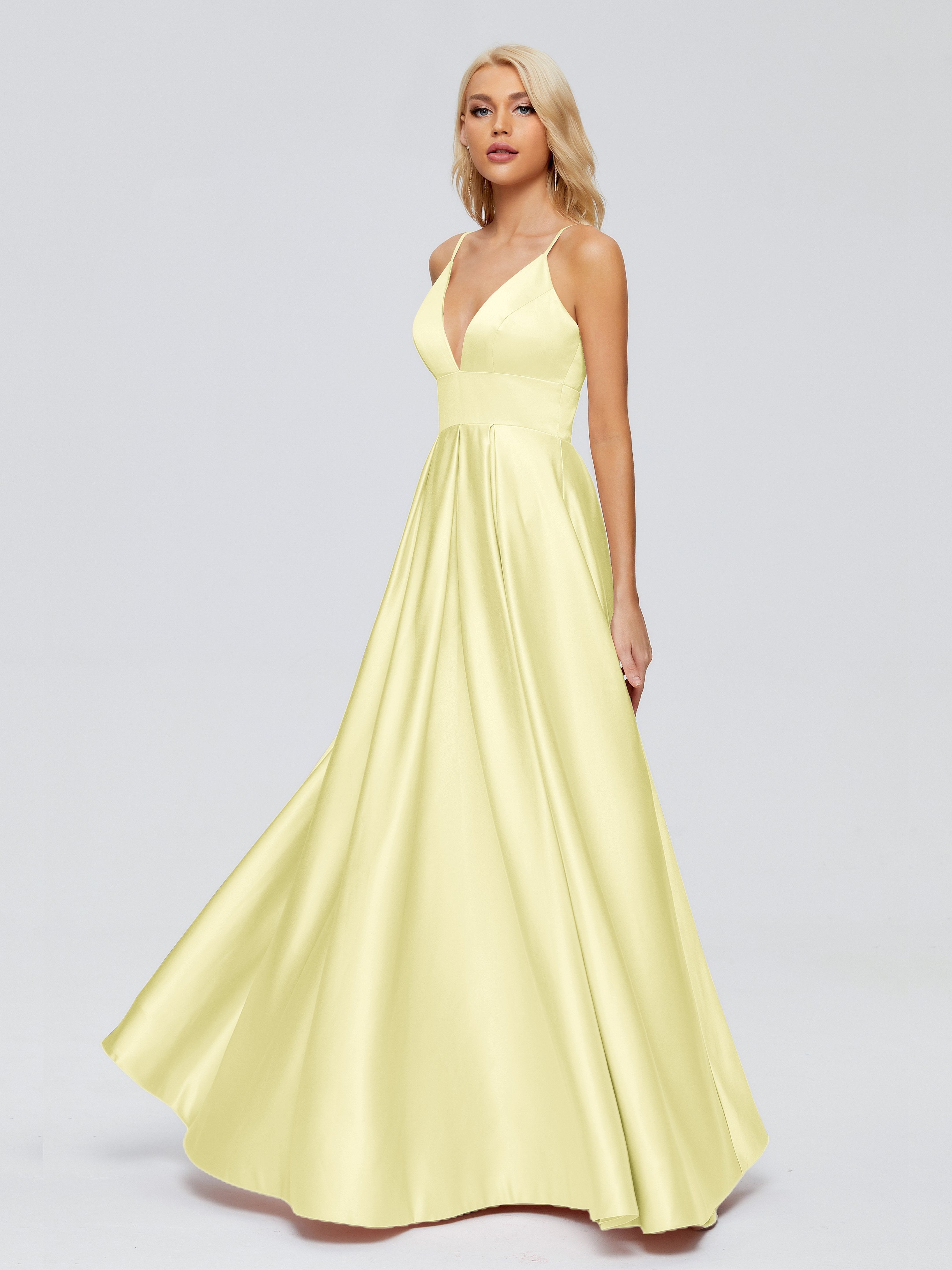 Faiths Dünne Träger Satin Partykleid