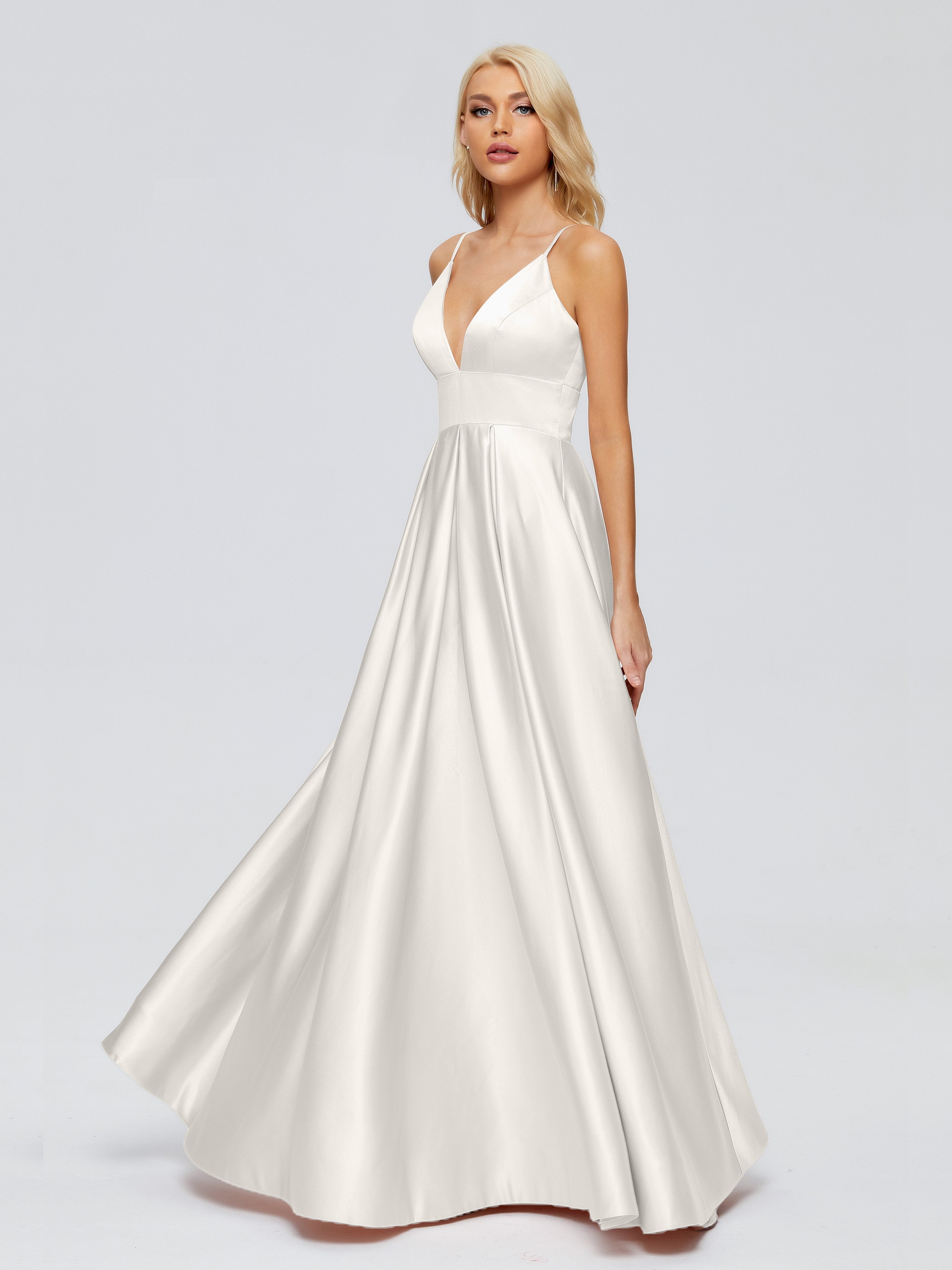 Faiths Dünne Träger Satin Partykleid