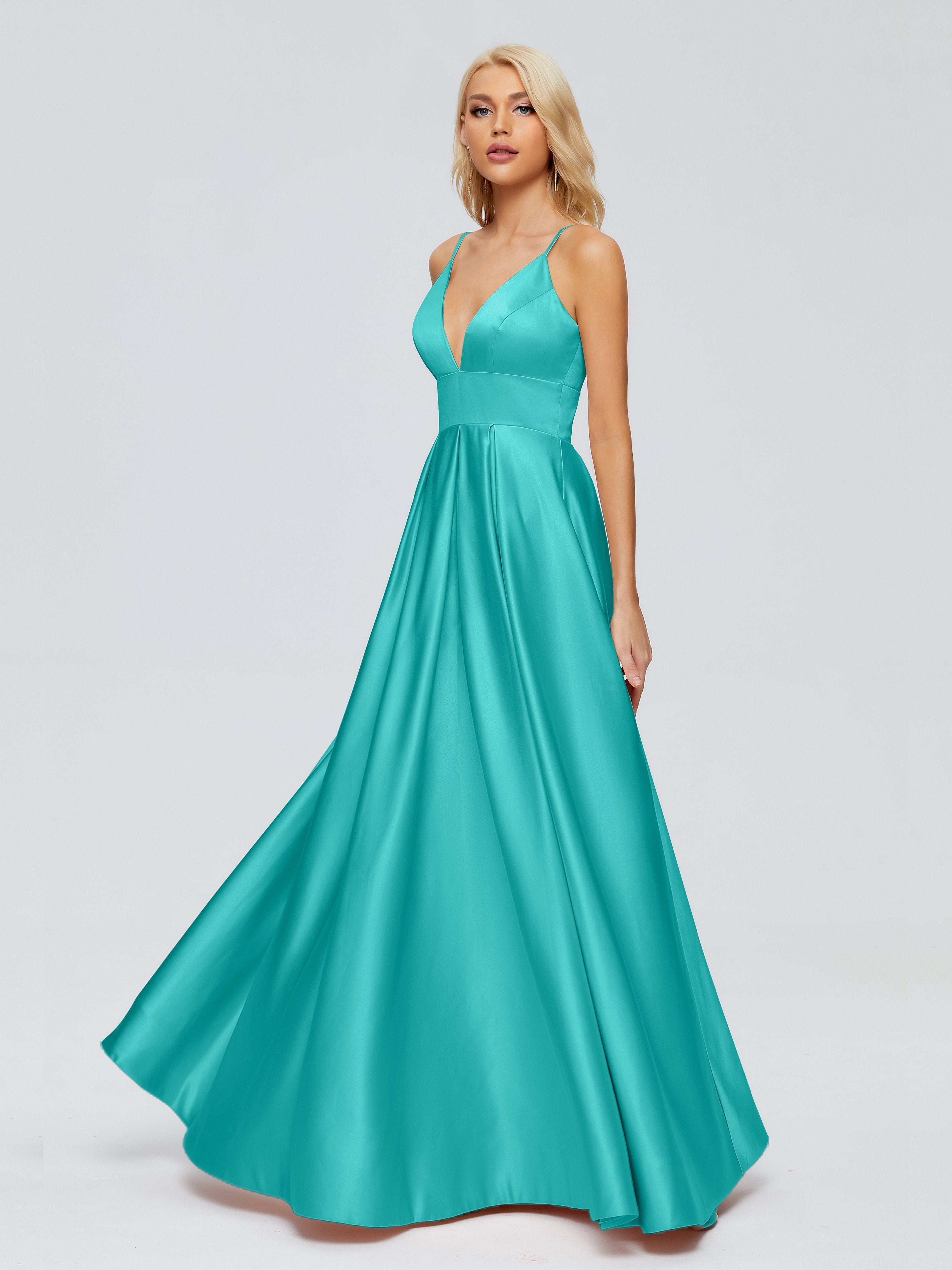 Faiths Dünne Träger Satin Partykleid