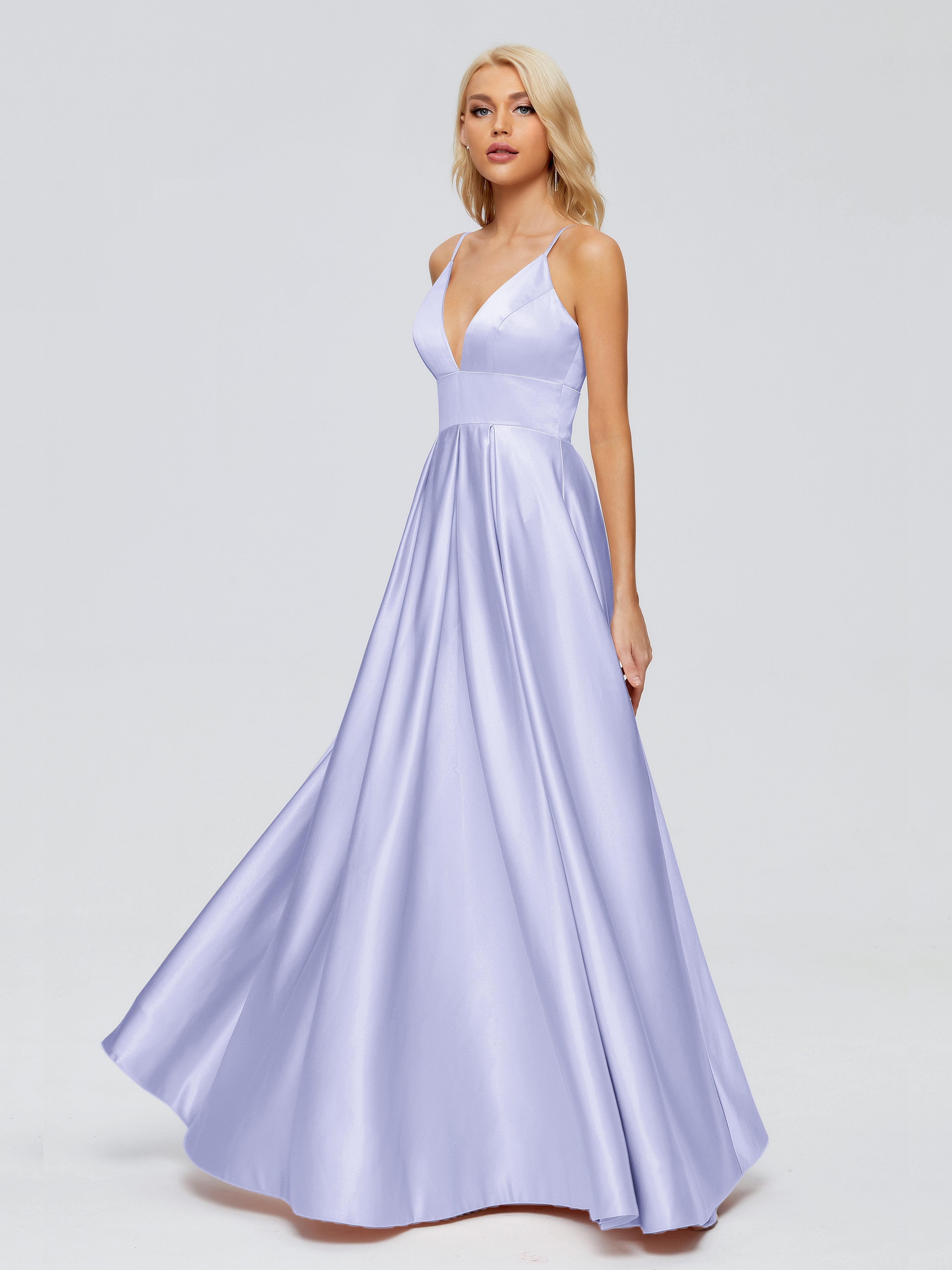 Faiths Dünne Träger Satin Partykleid