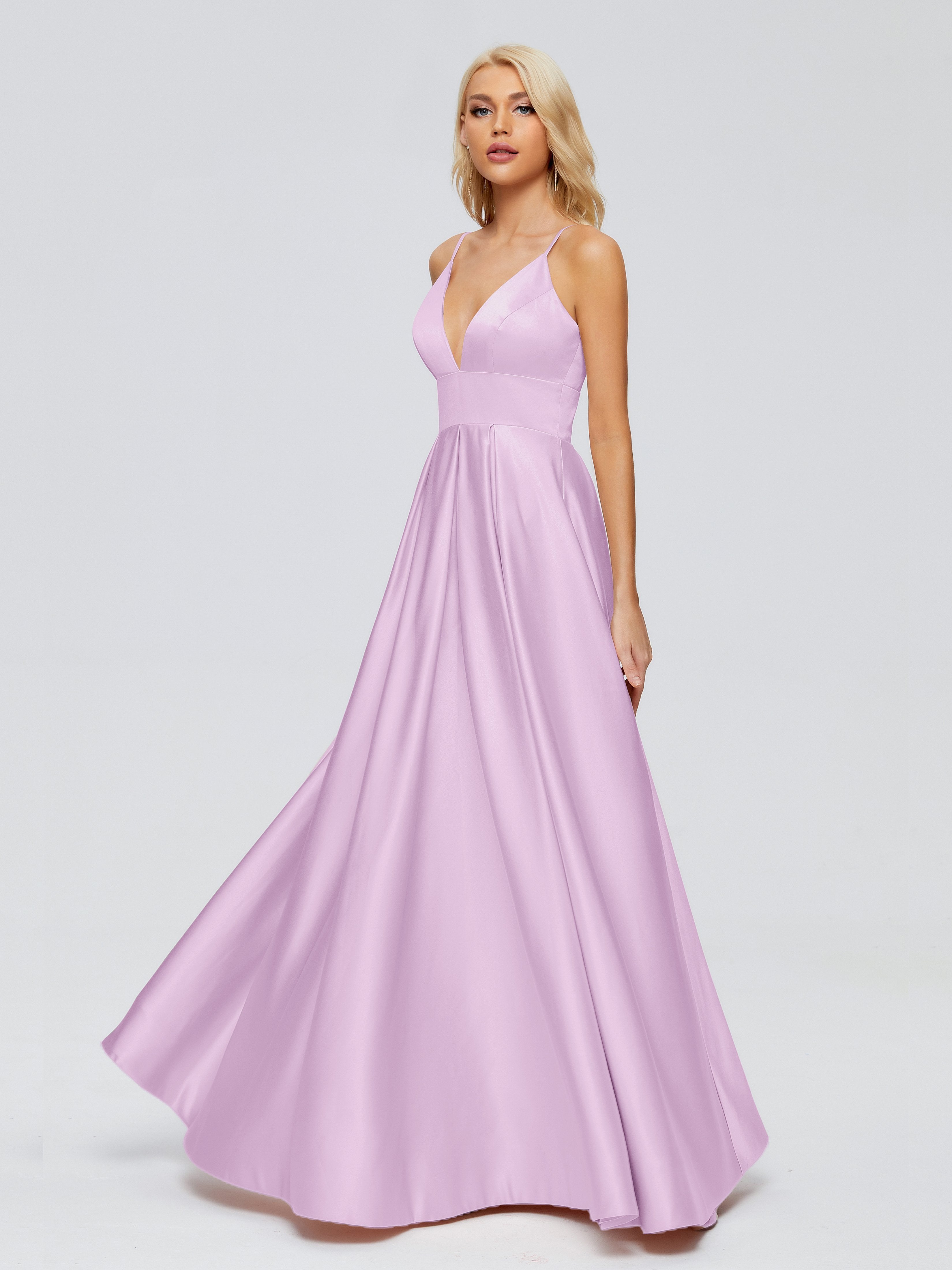 Faiths Dünne Träger Satin Partykleid