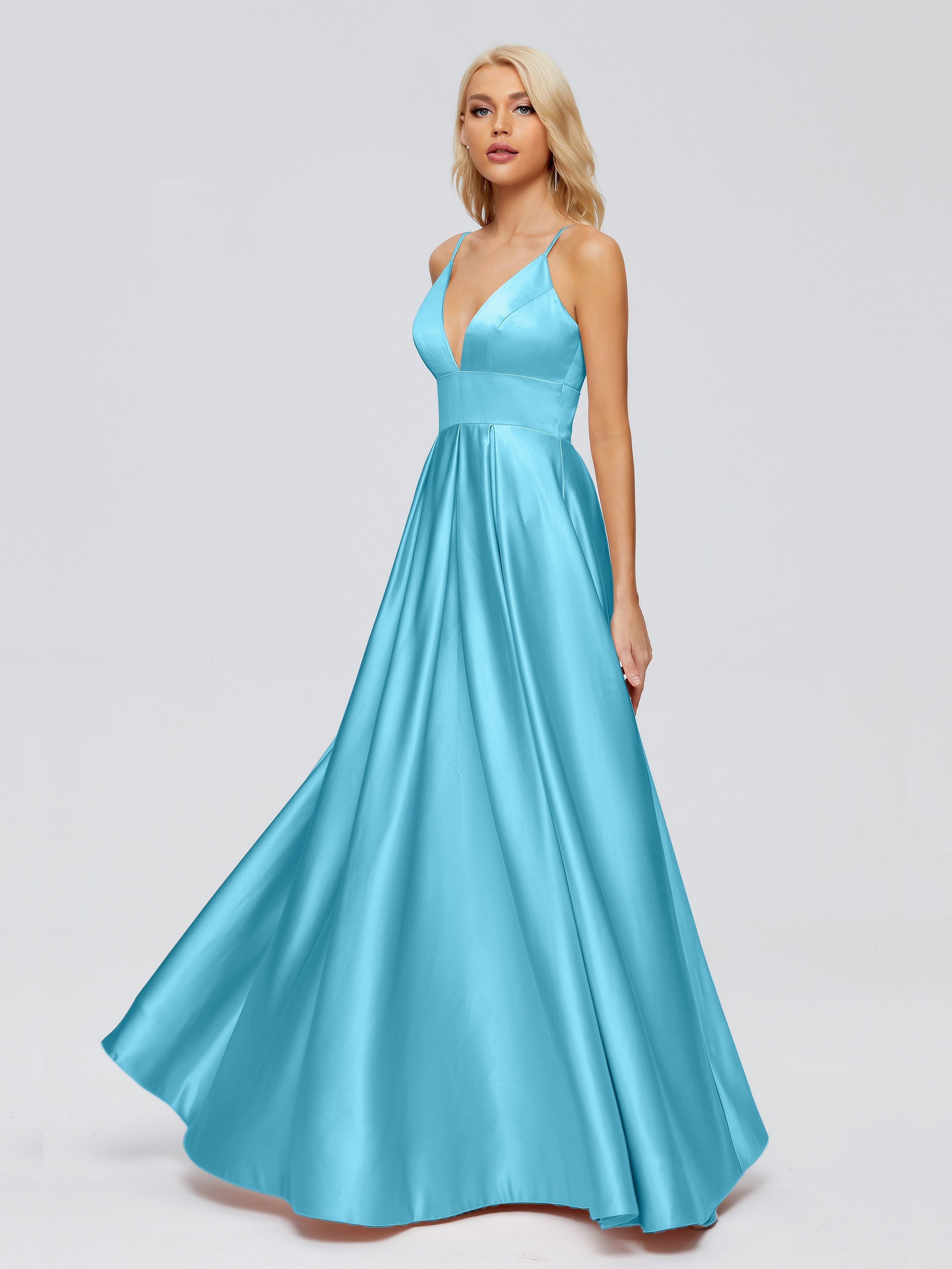 Faiths Dünne Träger Satin Partykleid