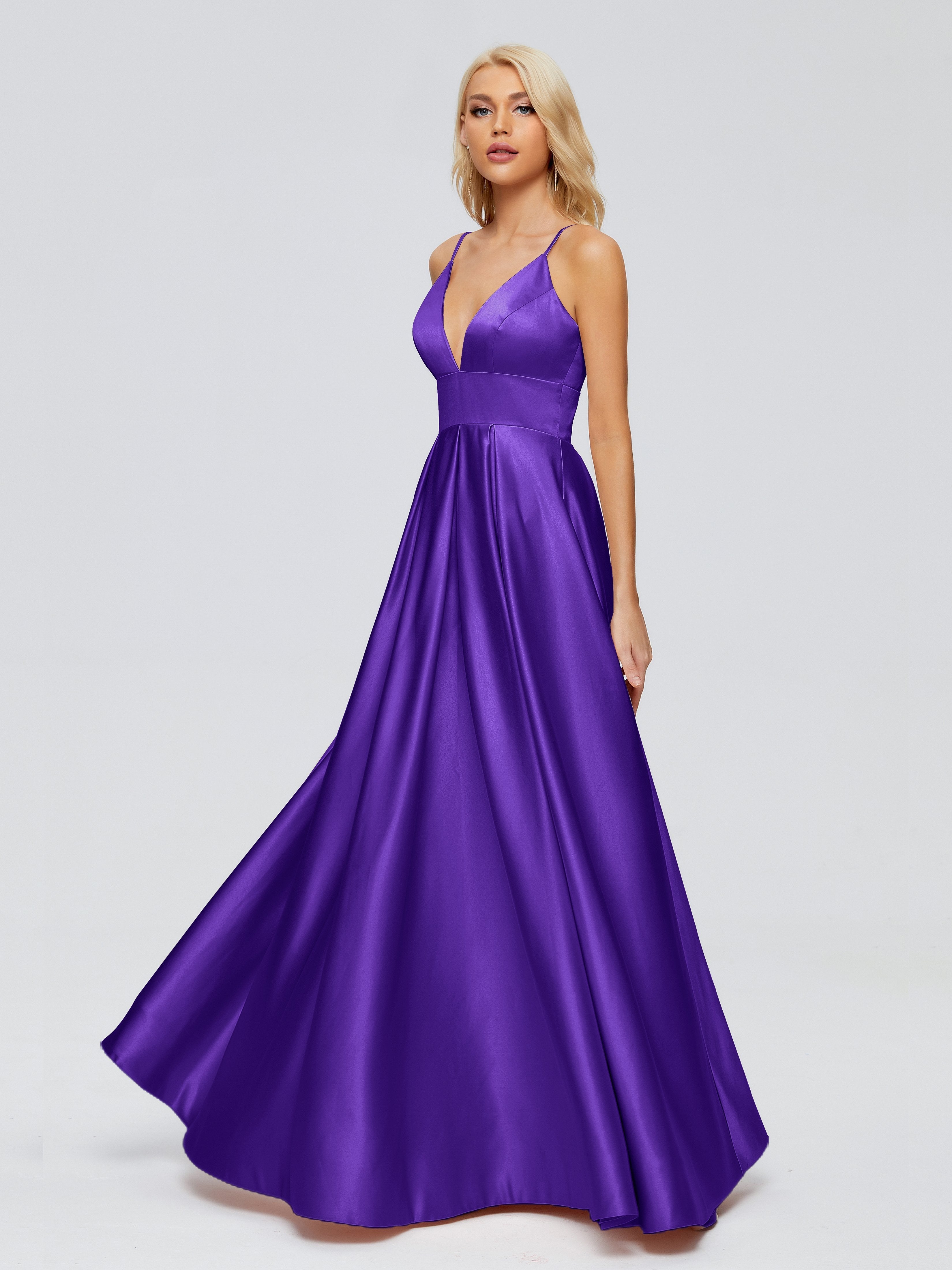 Faiths Dünne Träger Satin Partykleid