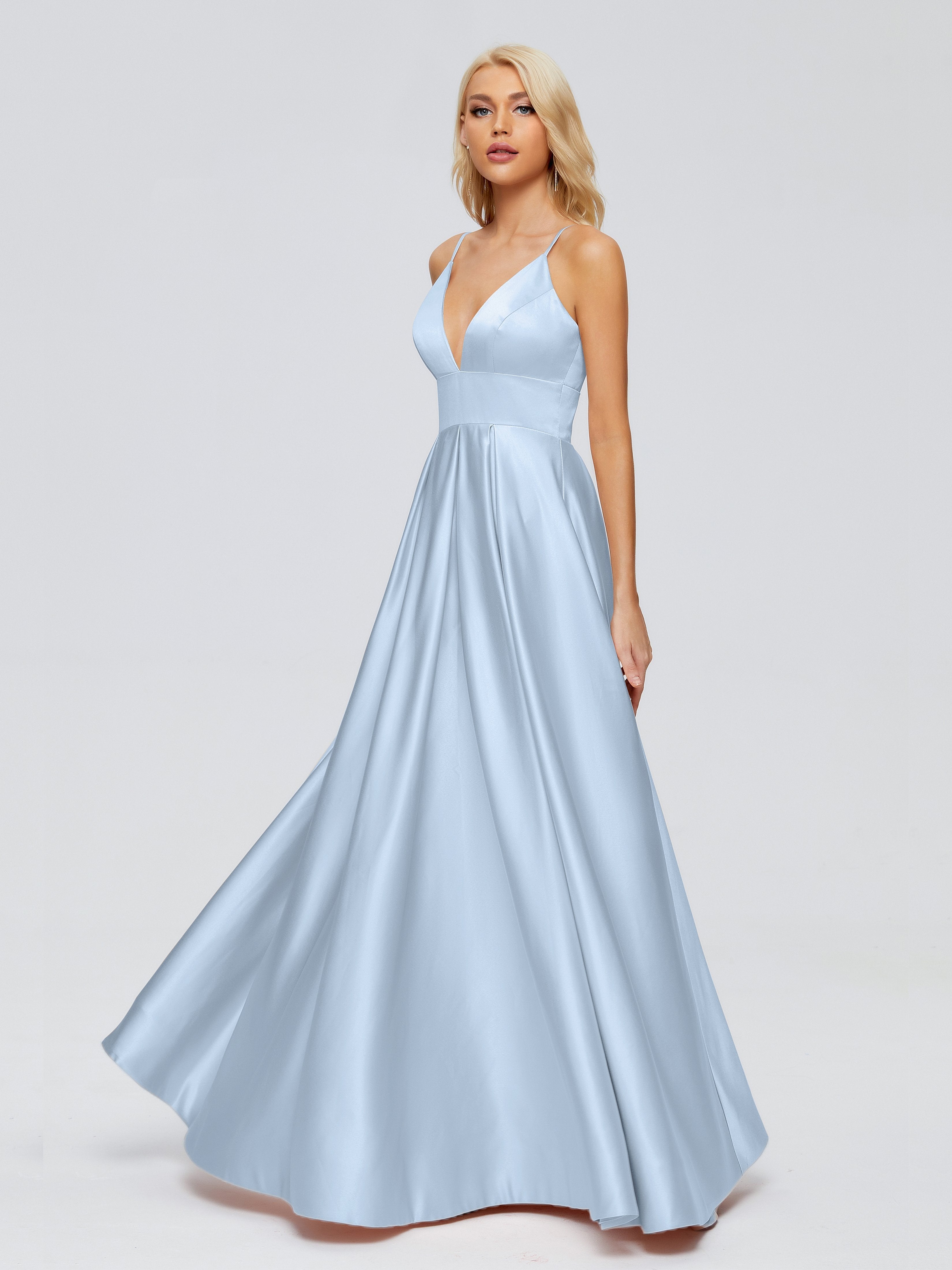 Faiths Dünne Träger Satin Partykleid