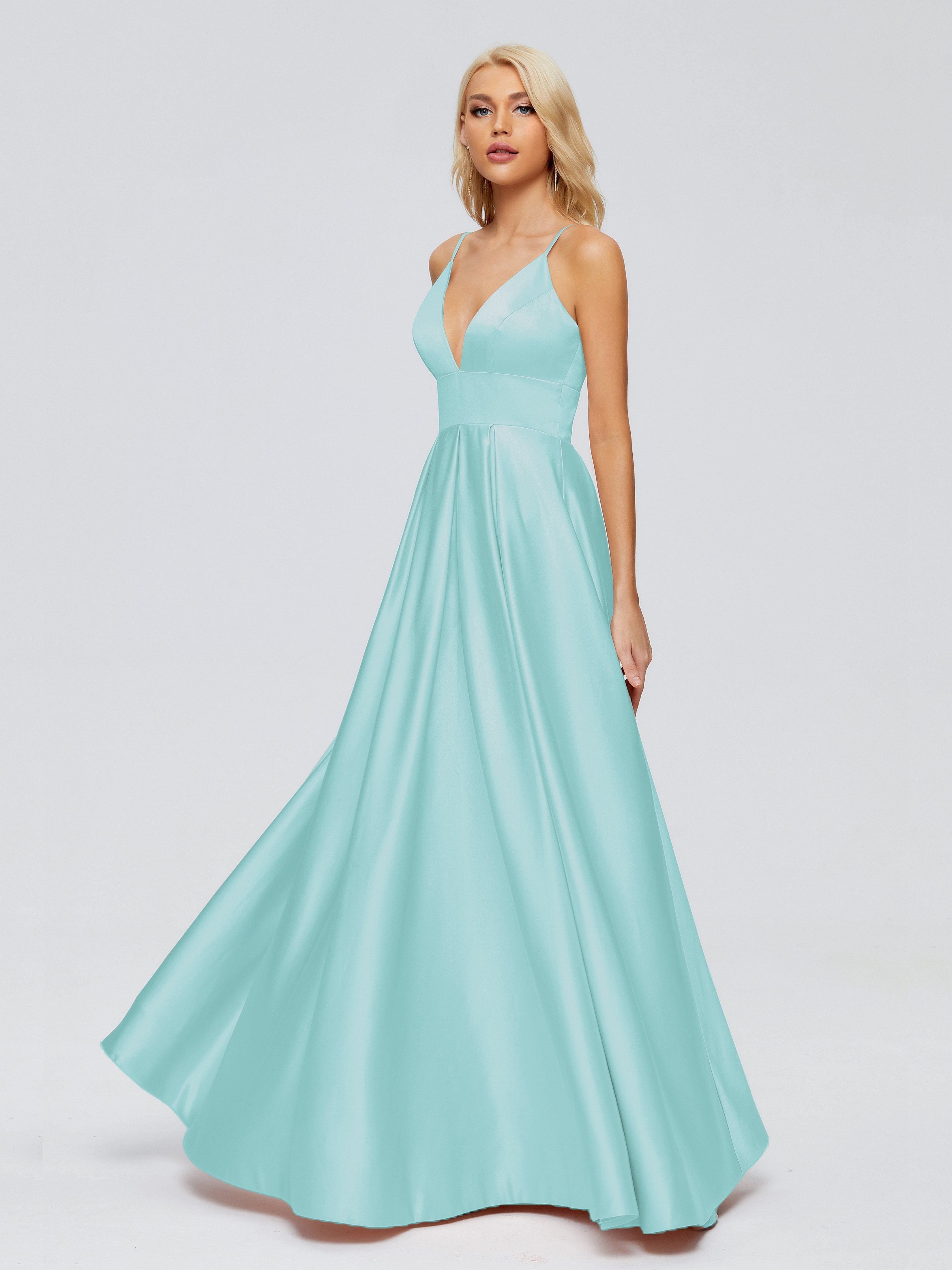 Faiths Dünne Träger Satin Partykleid