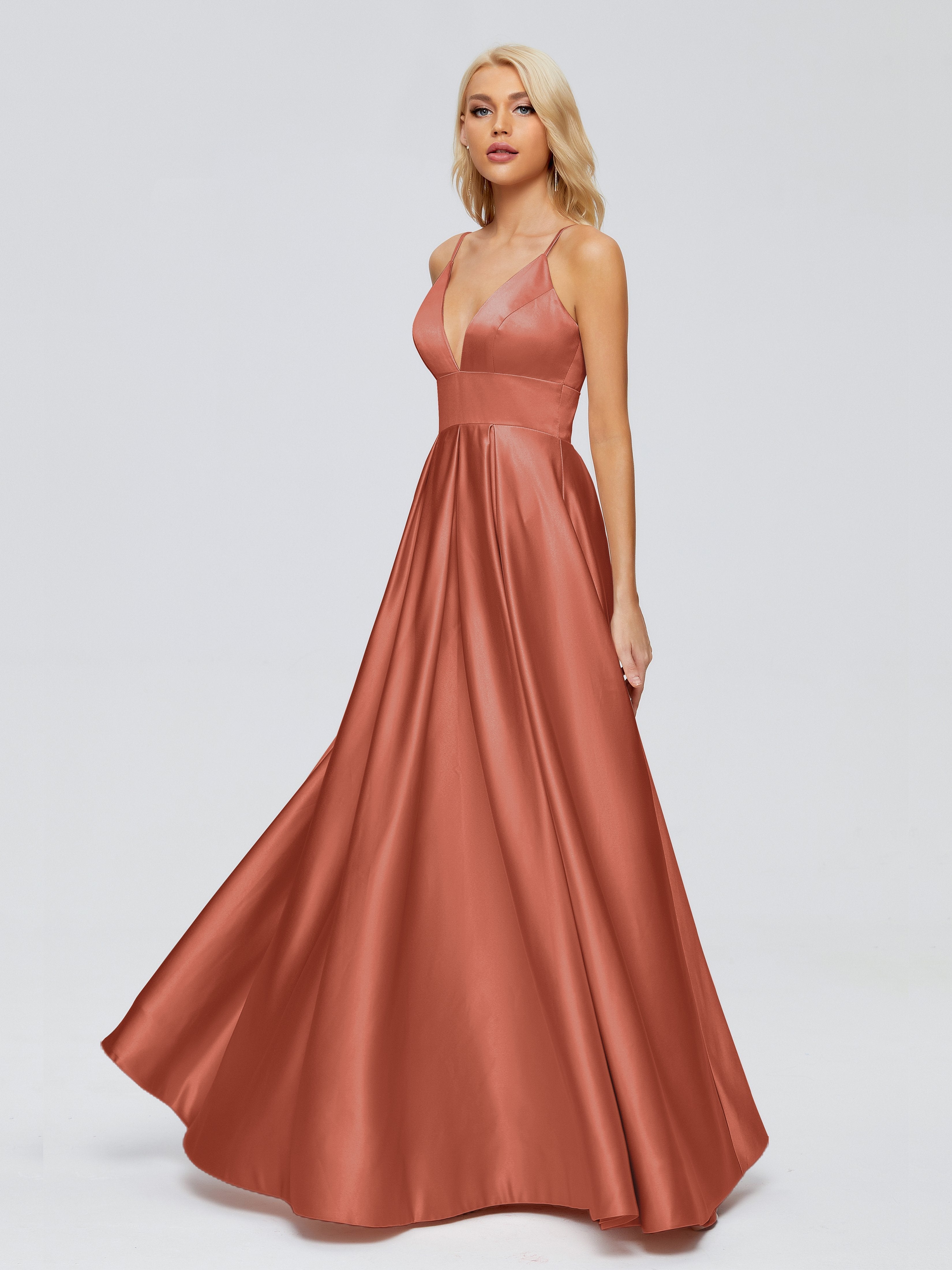 Faiths Dünne Träger Satin Partykleid