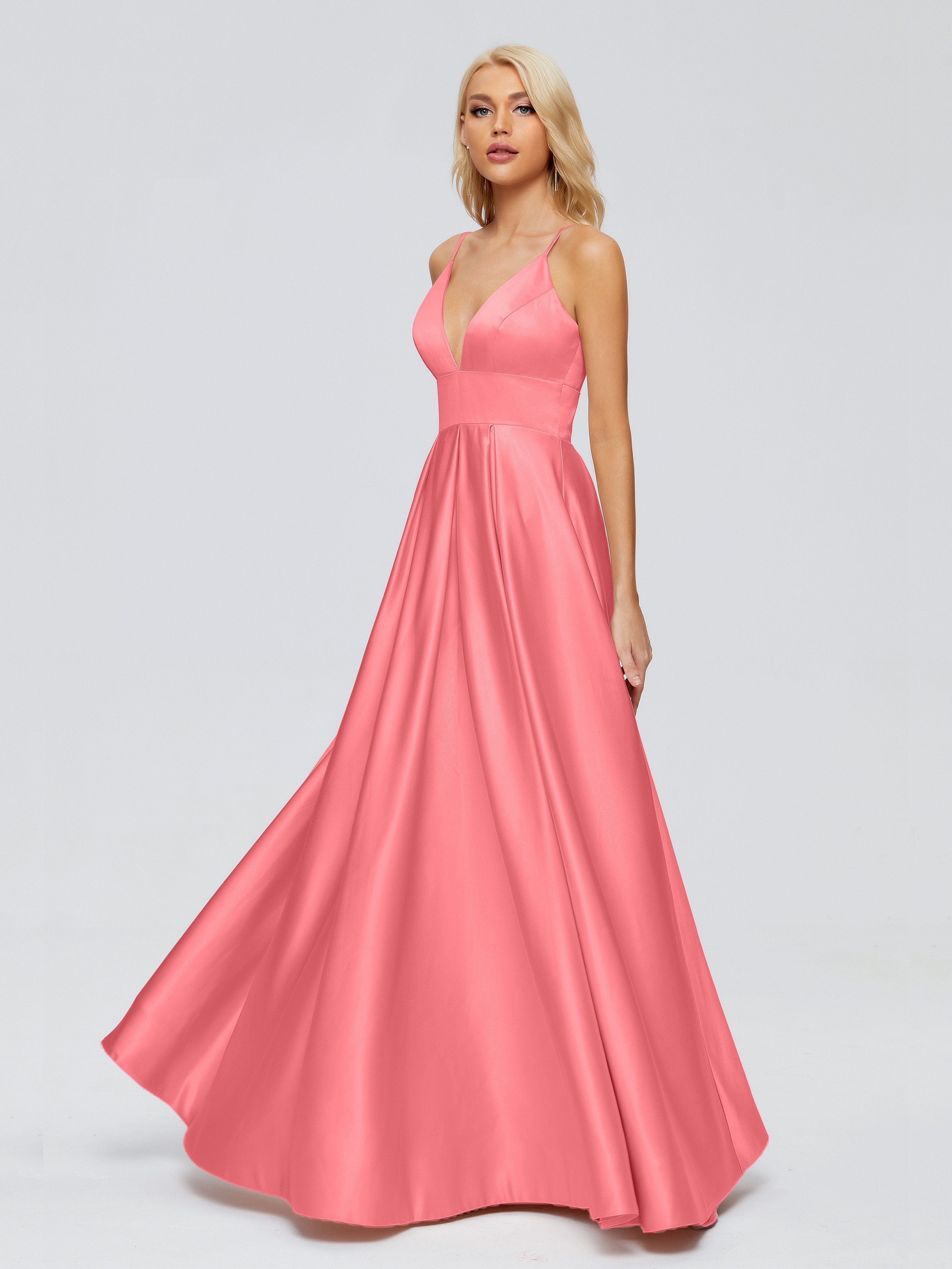 Faiths Dünne Träger Satin Partykleid