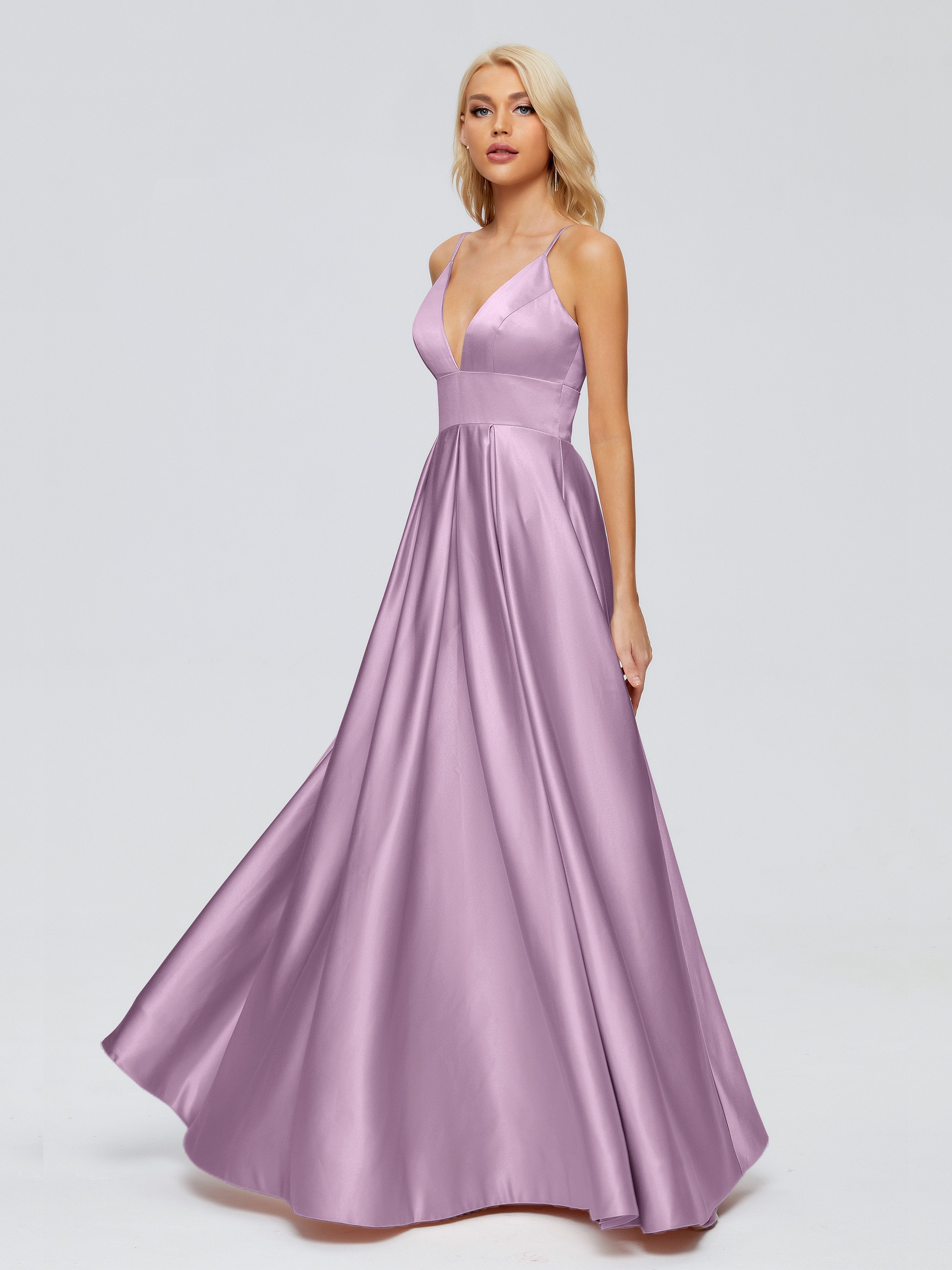 Faiths Dünne Träger Satin Partykleid