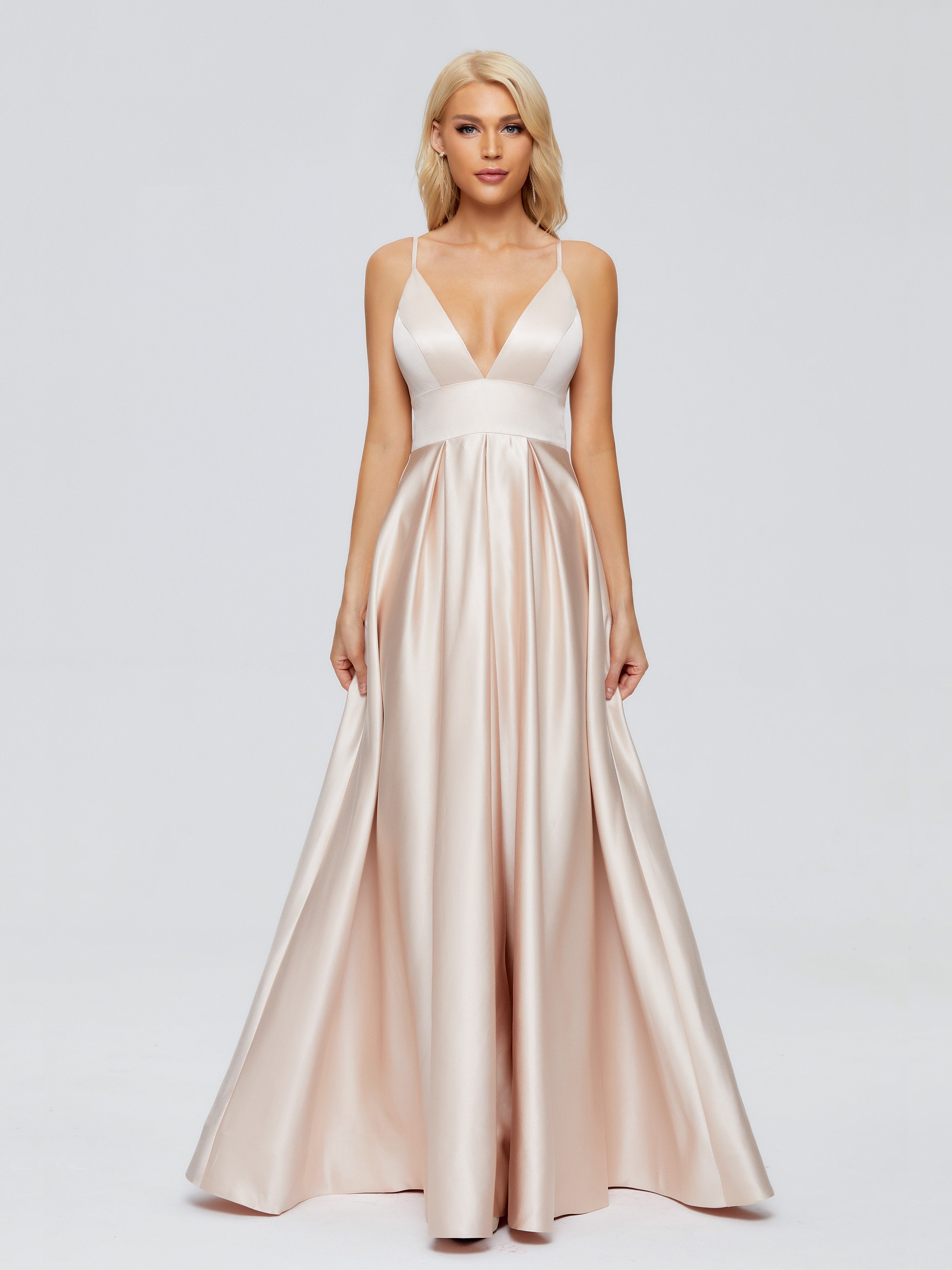 Faiths Dünne Träger Satin Partykleid