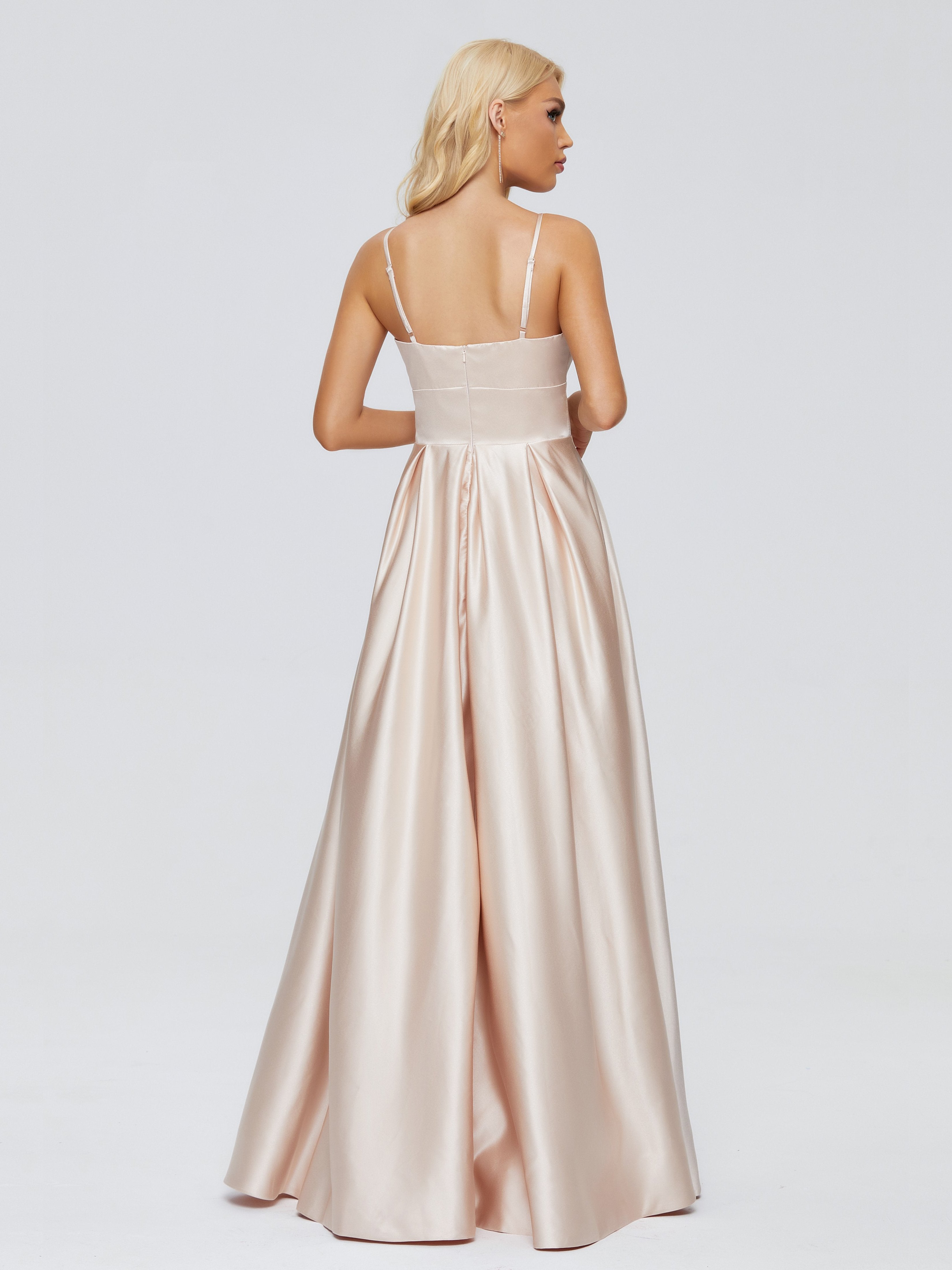 Faiths Dünne Träger Satin Partykleid