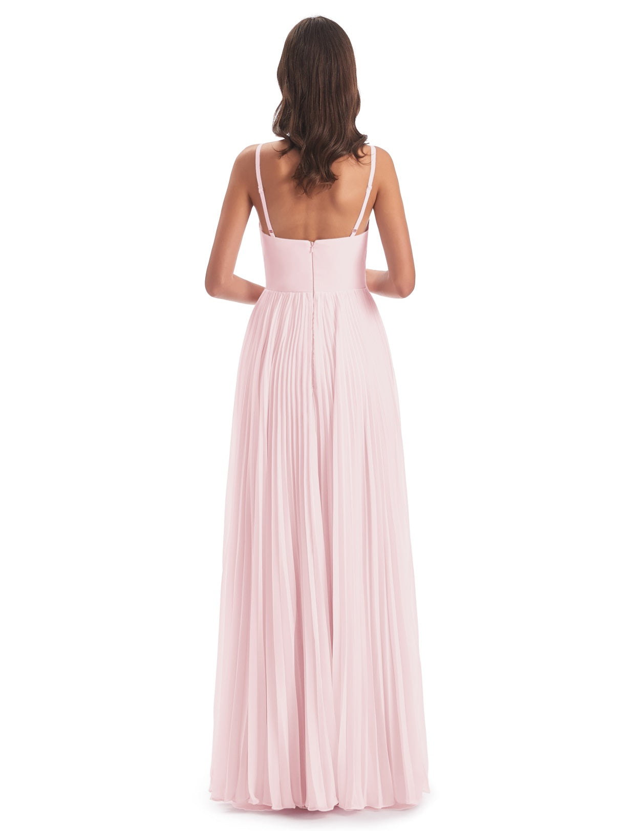 Jazlynn A-Linie Bodenlange Spaghetti-Trägern Chiffon Lange Brautjungfernkleider