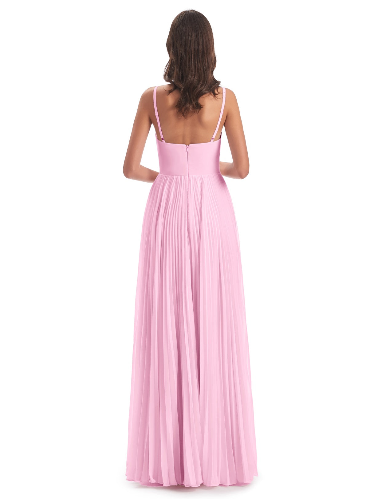 Jazlynn A-Linie Bodenlange Spaghetti-Trägern Chiffon Lange Brautjungfernkleider