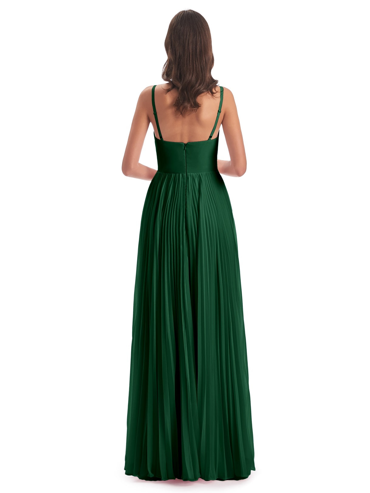 Jazlynn A-Linie Bodenlange Spaghetti-Trägern Chiffon Lange Brautjungfernkleider