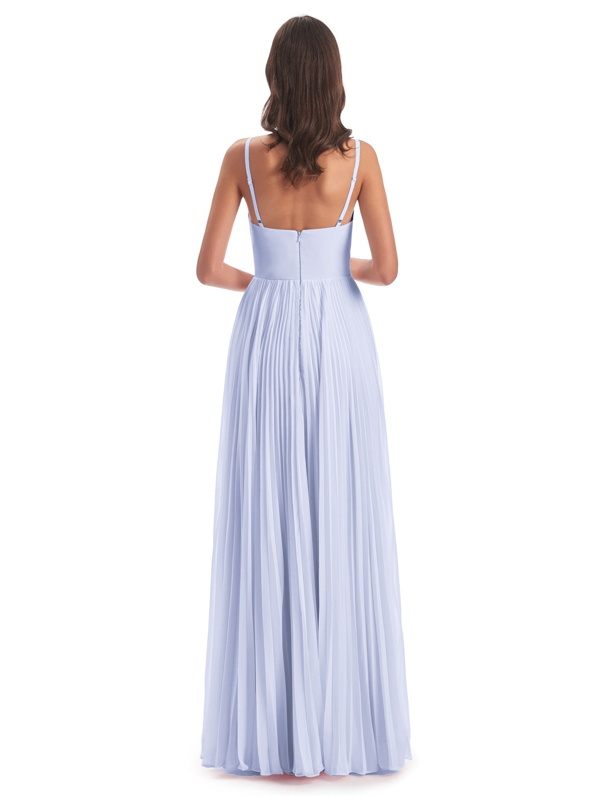 Jazlynn A-Linie Bodenlange Spaghetti-Trägern Chiffon Lange Brautjungfernkleider