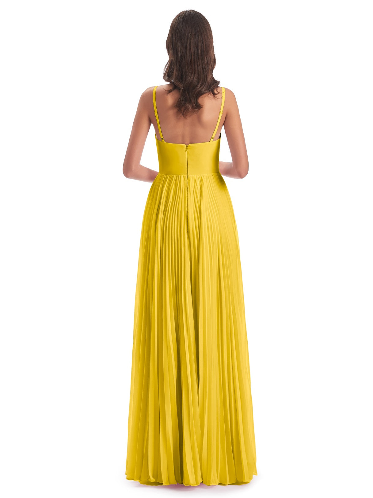 Jazlynn A-Linie Bodenlange Spaghetti-Trägern Chiffon Lange Brautjungfernkleider