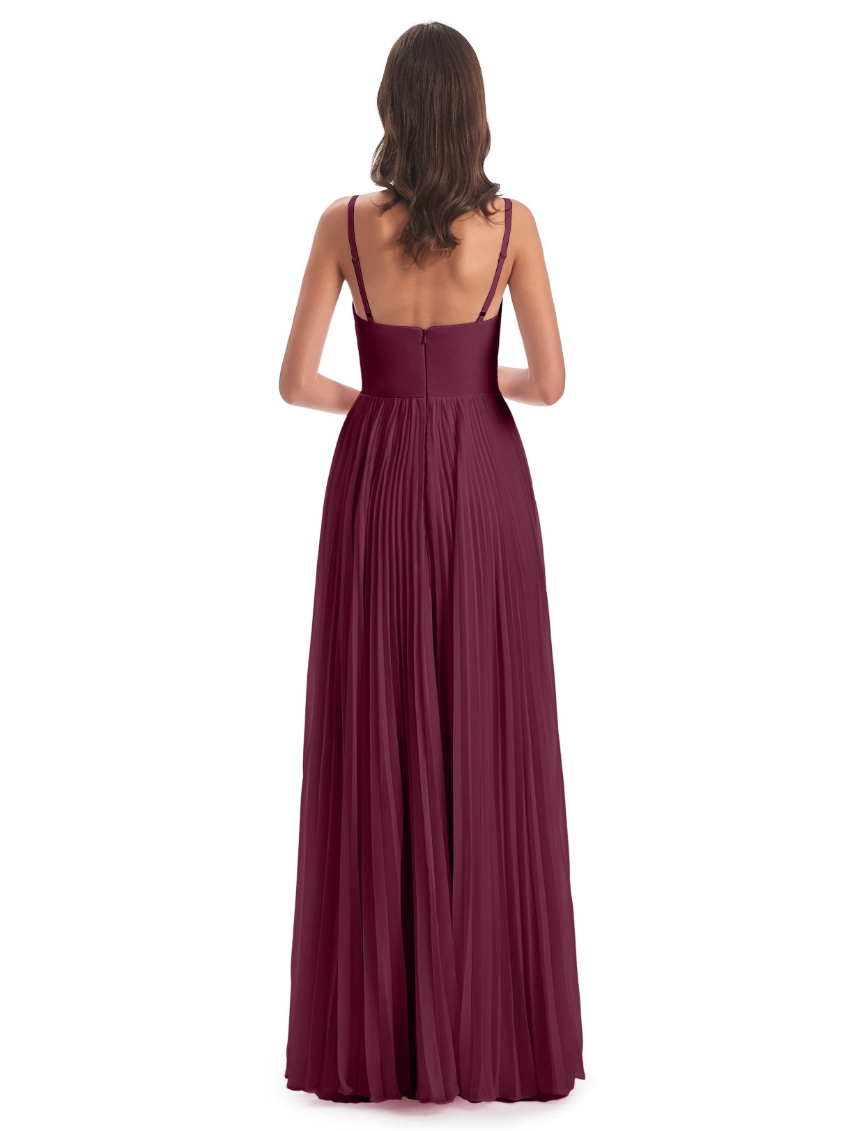 Jazlynn A-Linie Bodenlange Spaghetti-Trägern Chiffon Lange Brautjungfernkleider