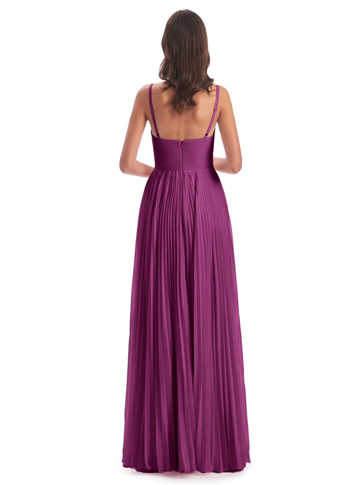 Jazlynn A-Linie Bodenlange Spaghetti-Trägern Chiffon Lange Brautjungfernkleider