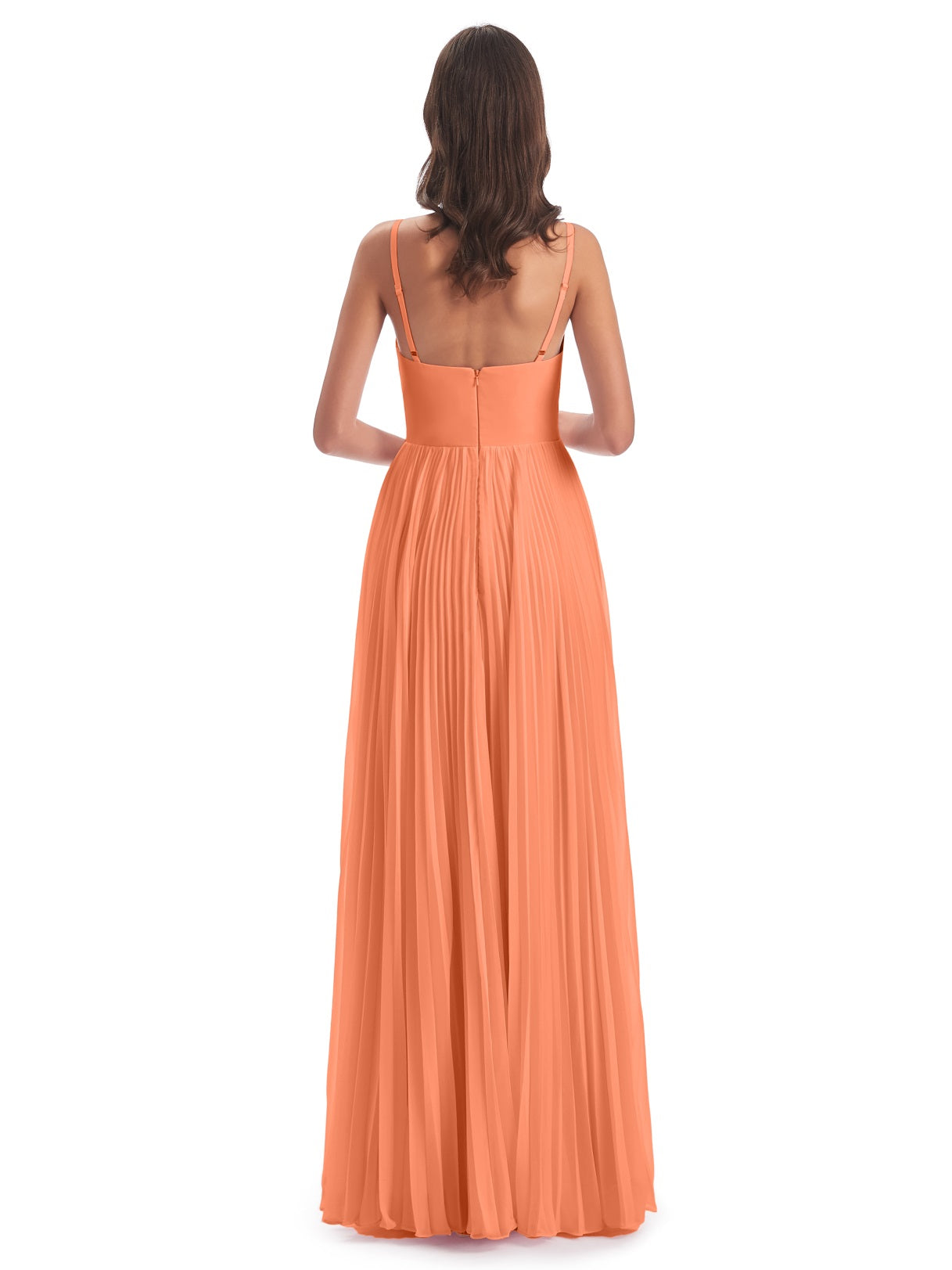 Jazlynn A-Linie Bodenlange Spaghetti-Trägern Chiffon Lange Brautjungfernkleider