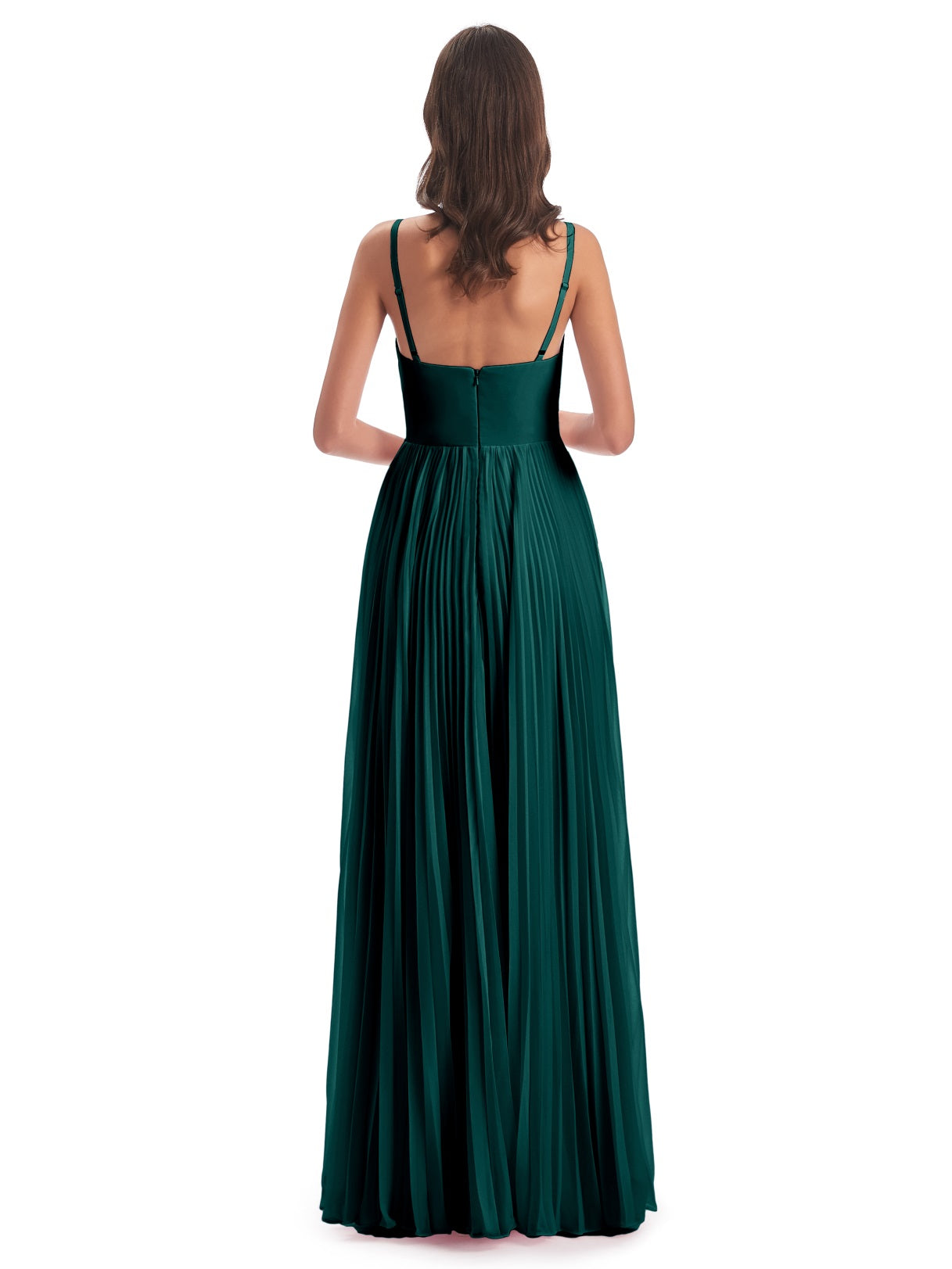 Jazlynn A-Linie Bodenlange Spaghetti-Trägern Chiffon Lange Brautjungfernkleider