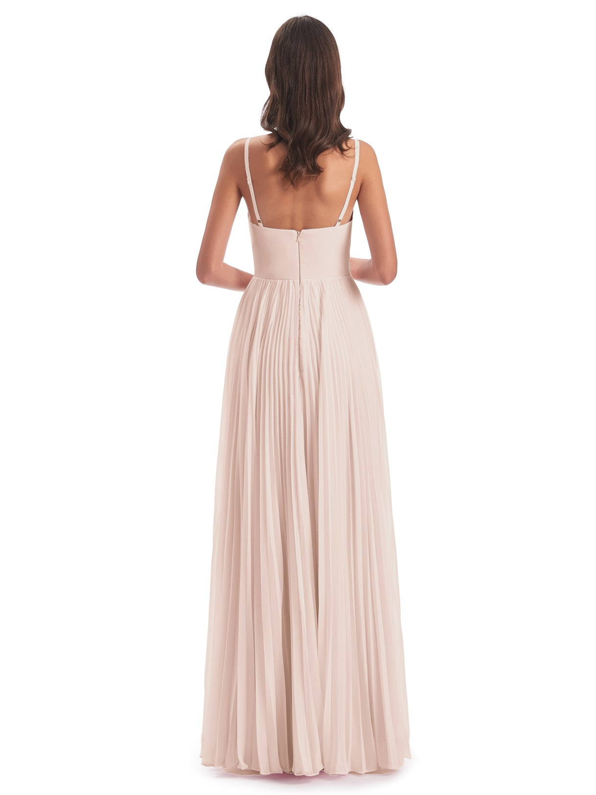 Jazlynn A-Linie Bodenlange Spaghetti-Trägern Chiffon Lange Brautjungfernkleider