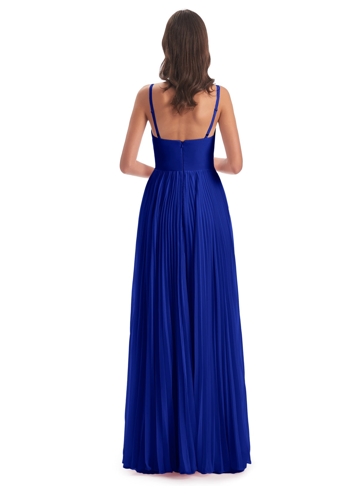 Jazlynn A-Linie Bodenlange Spaghetti-Trägern Chiffon Lange Brautjungfernkleider
