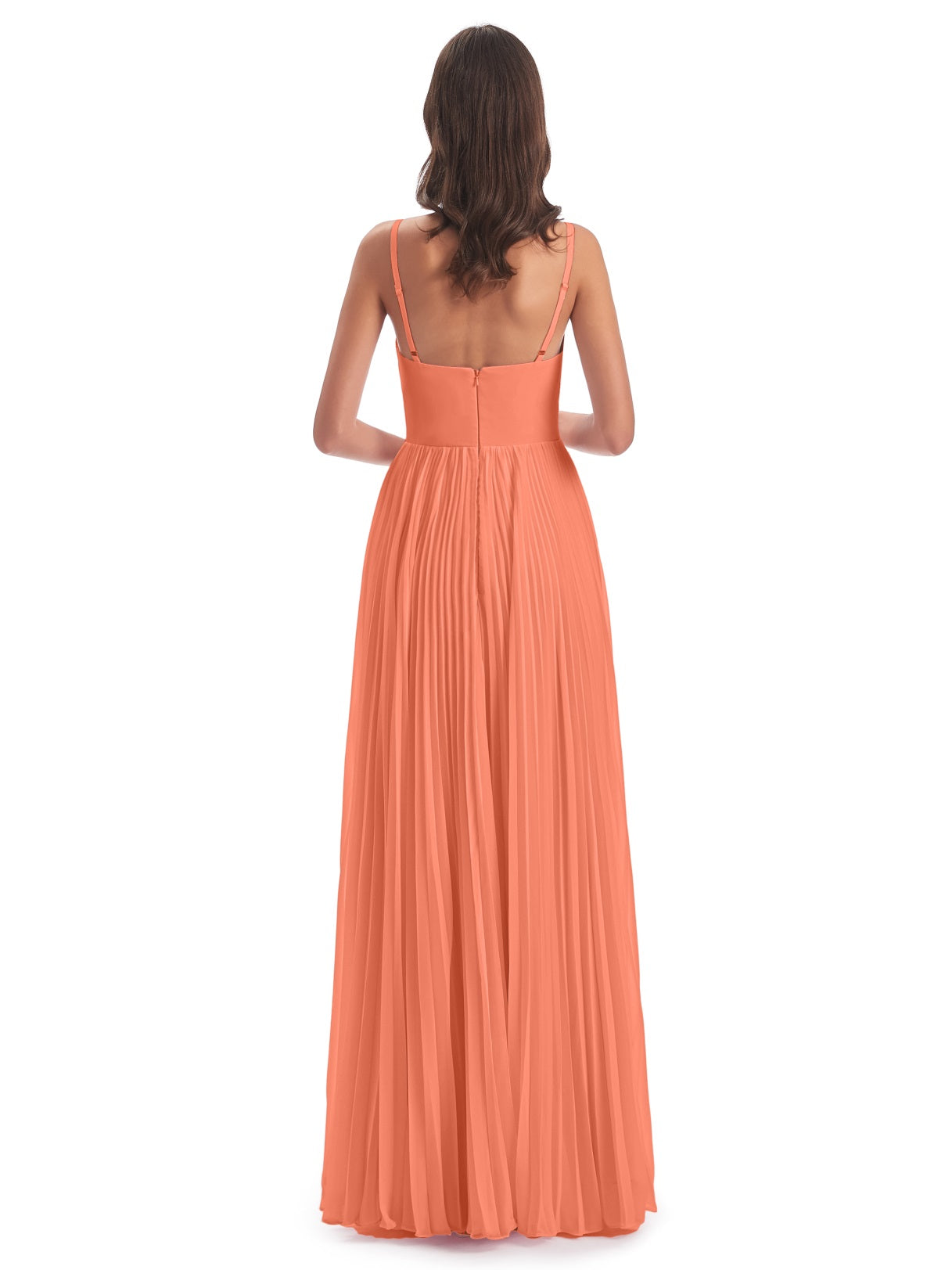 Jazlynn A-Linie Bodenlange Spaghetti-Trägern Chiffon Lange Brautjungfernkleider