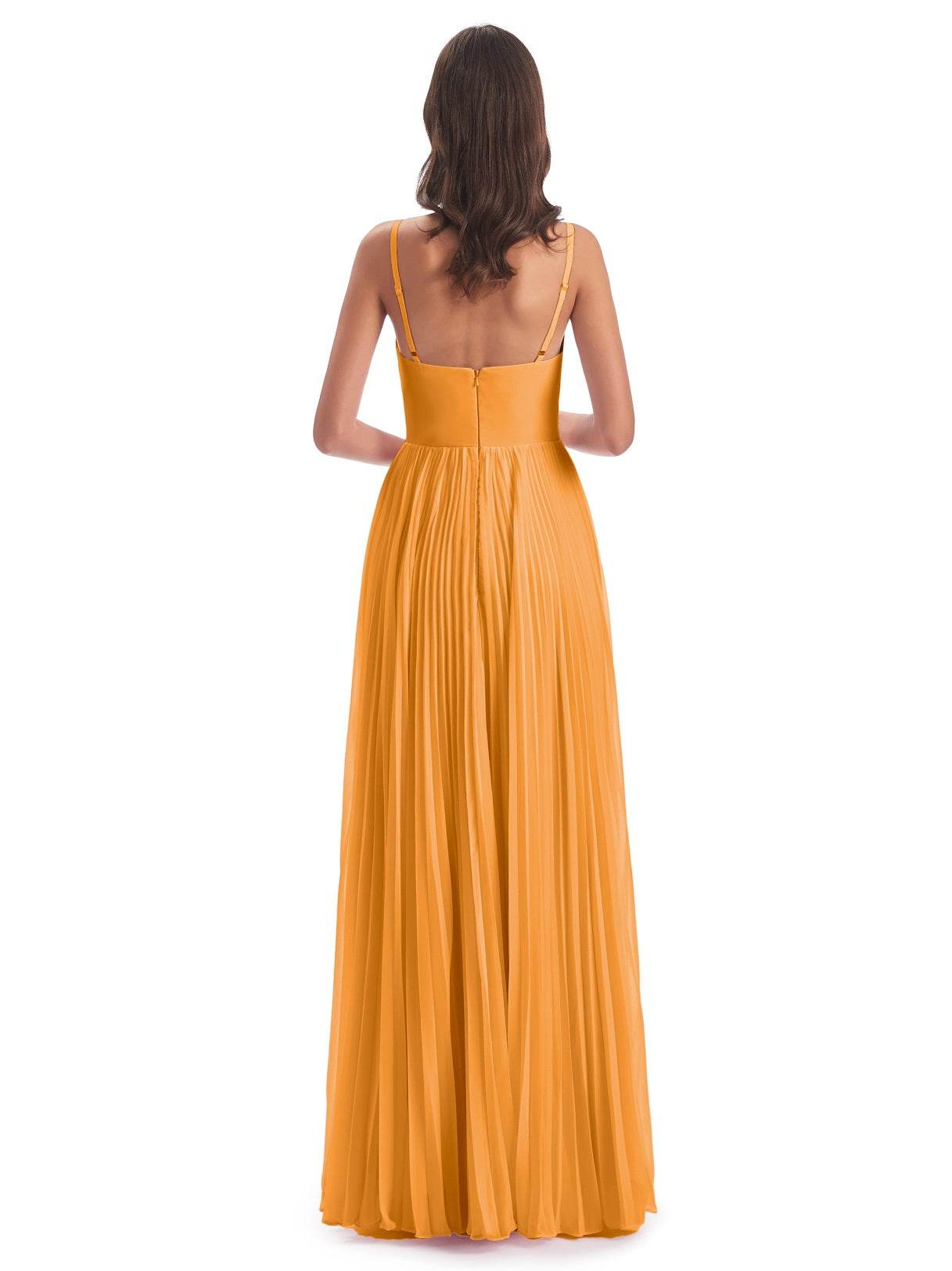 Jazlynn A-Linie Bodenlange Spaghetti-Trägern Chiffon Lange Brautjungfernkleider