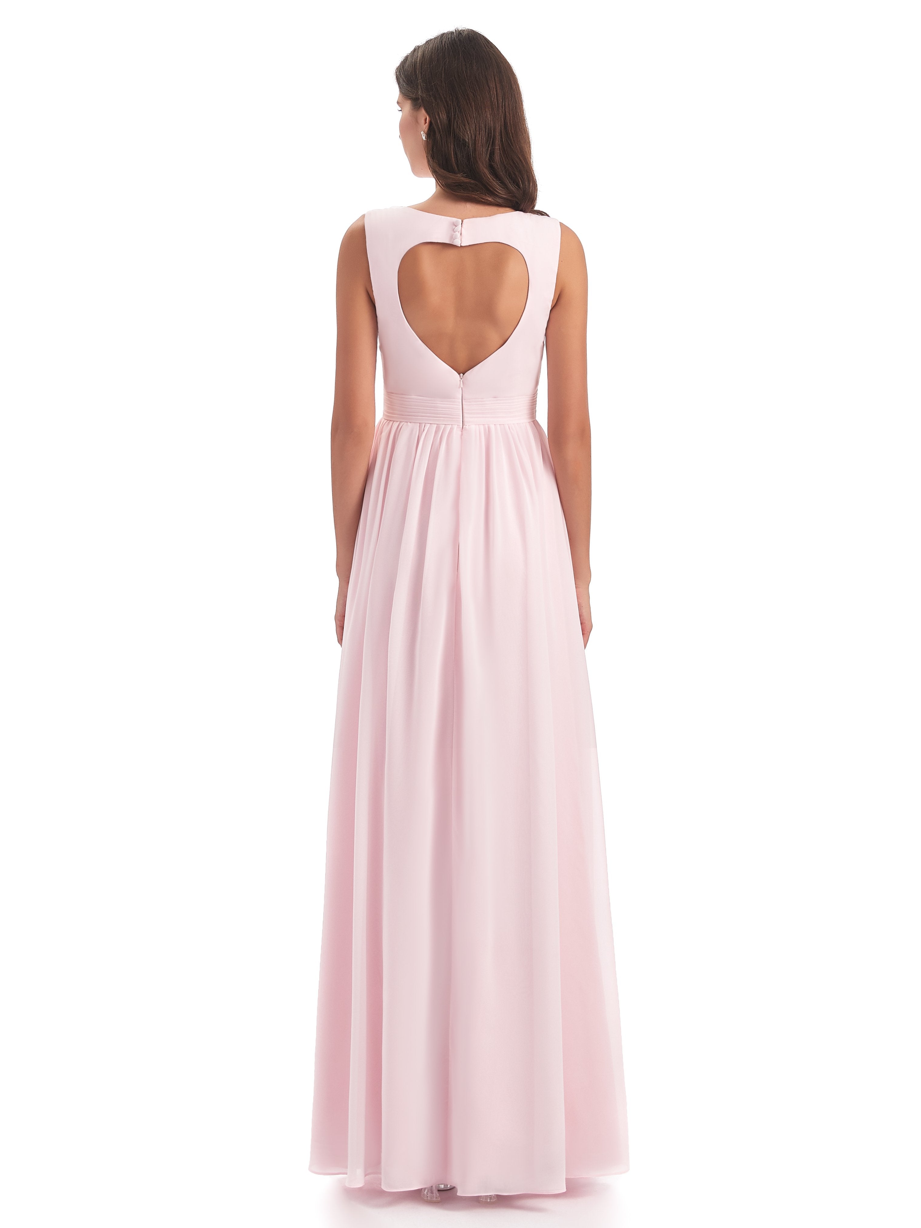 Isabella A-Linie Bodenlange Schlüsselloch Chiffon Lange Brautjungfernkleider
