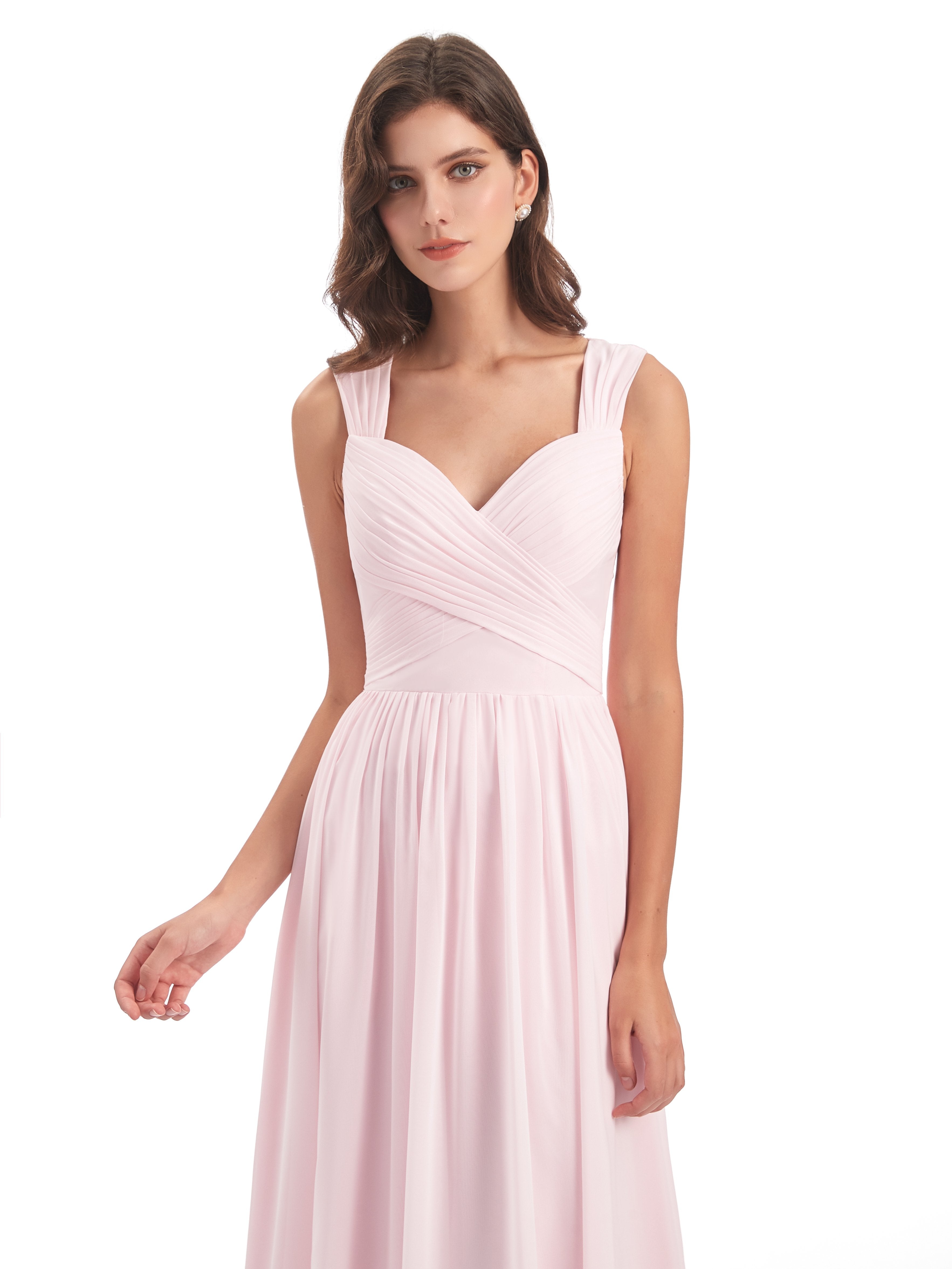 Isabella A-Linie Bodenlange Schlüsselloch Chiffon Lange Brautjungfernkleider