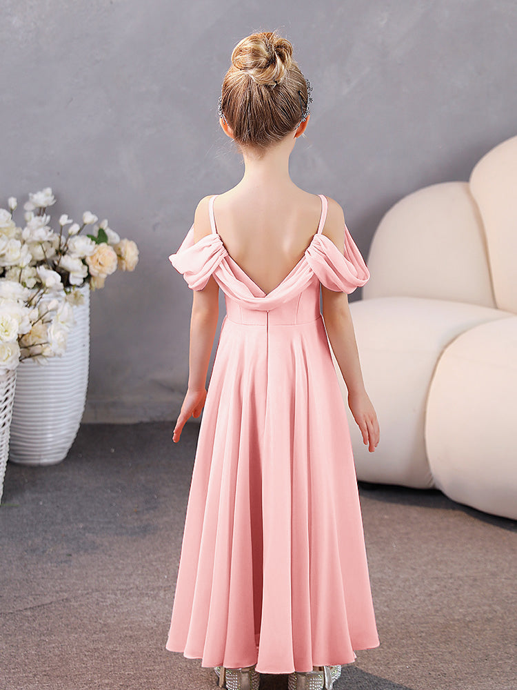 V-Ausschnitt Off The Shoulder Chiffon Junior Brautjungfernkleider