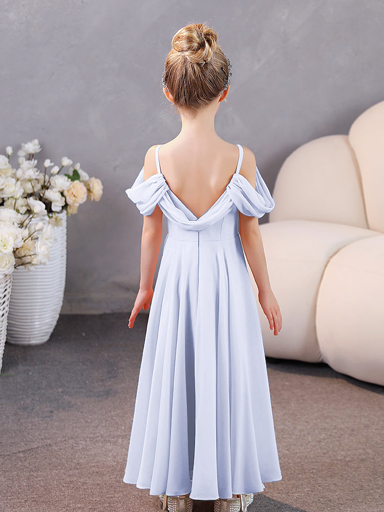 V-Ausschnitt Off The Shoulder Chiffon Junior Brautjungfernkleider