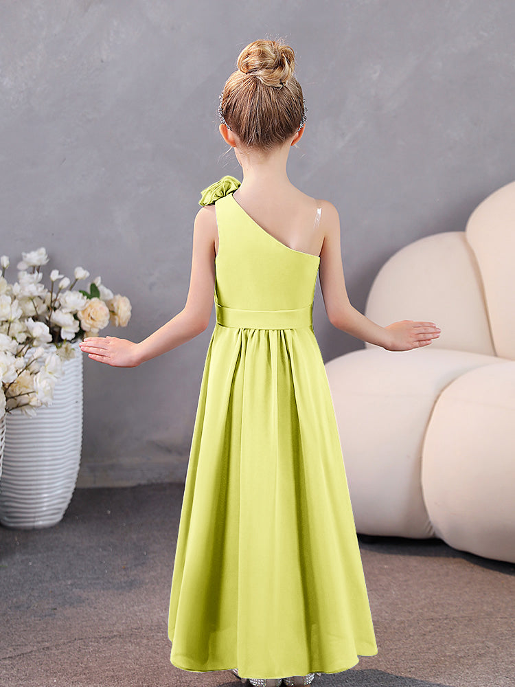 Floral One Shoulder Chiffon Junior Brautjungfernkleider