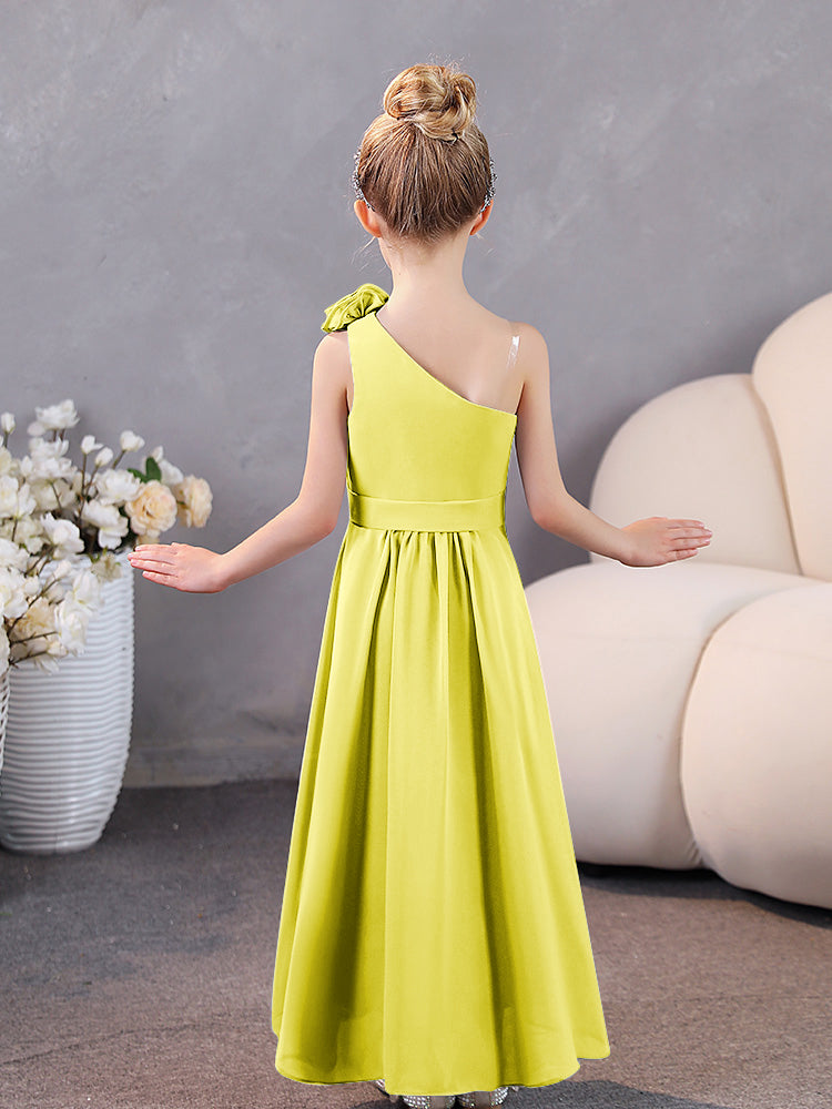 Floral One Shoulder Chiffon Junior Brautjungfernkleider