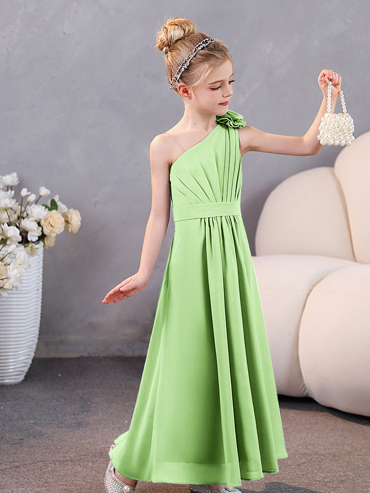 Floral One Shoulder Chiffon Junior Brautjungfernkleider