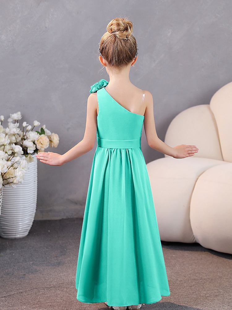 Floral One Shoulder Chiffon Junior Brautjungfernkleider