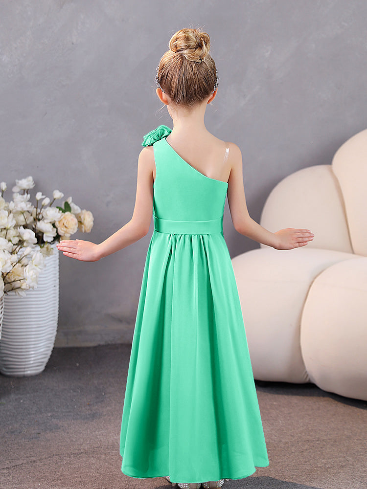 Floral One Shoulder Chiffon Junior Brautjungfernkleider