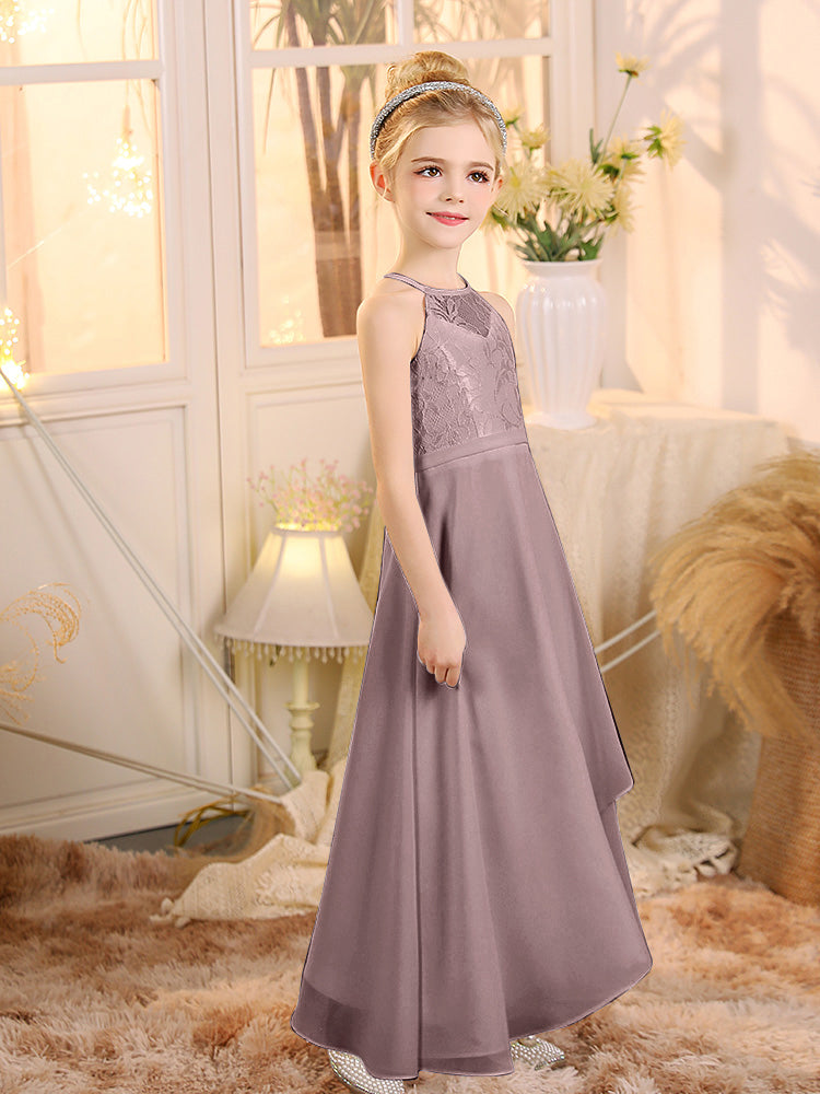 Halfter Ärmellos Chiffon Junior Brautjungfernkleider