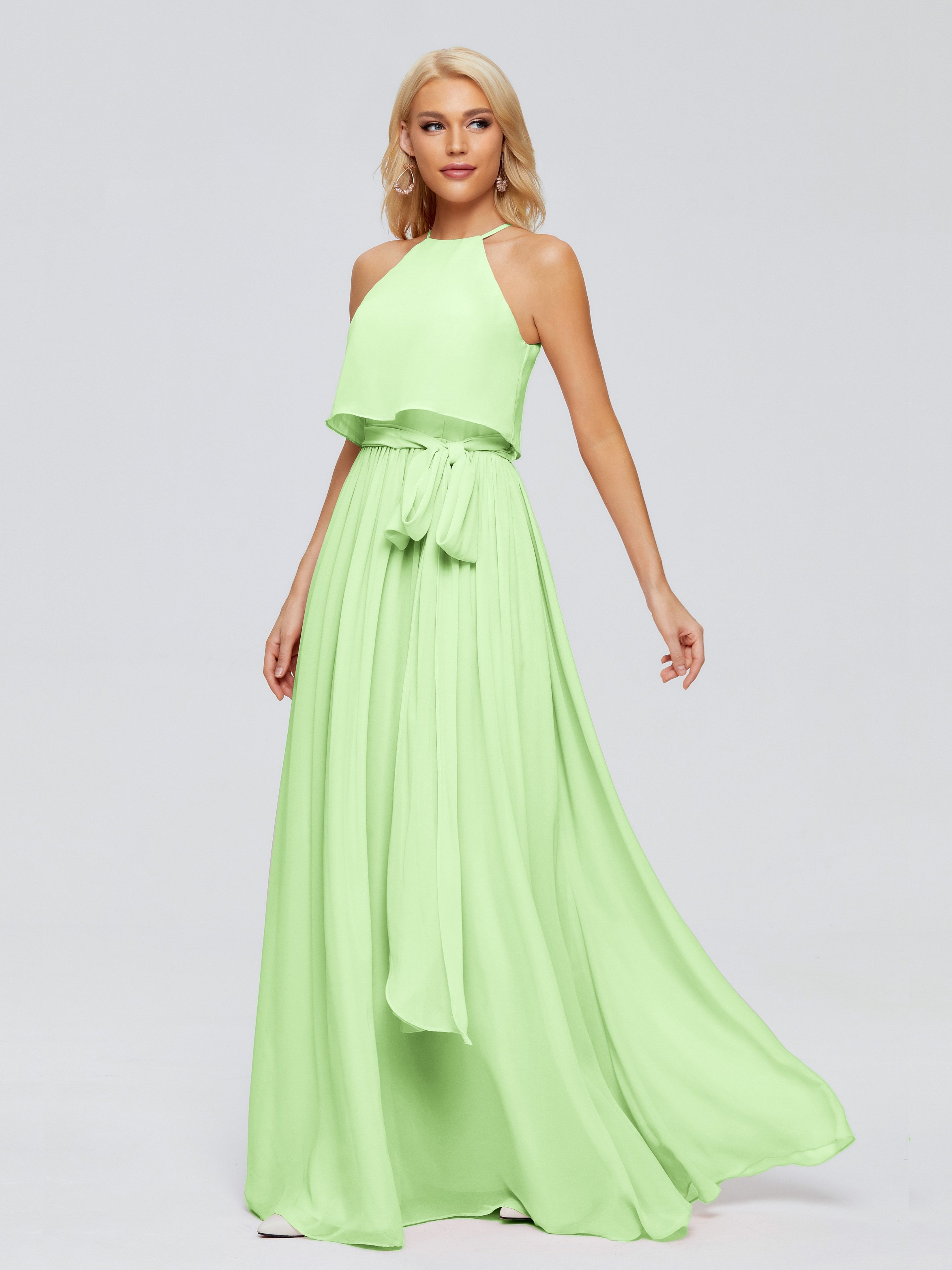 Jade A-Linie Hängehals Chiffon Brautjungfernkleider