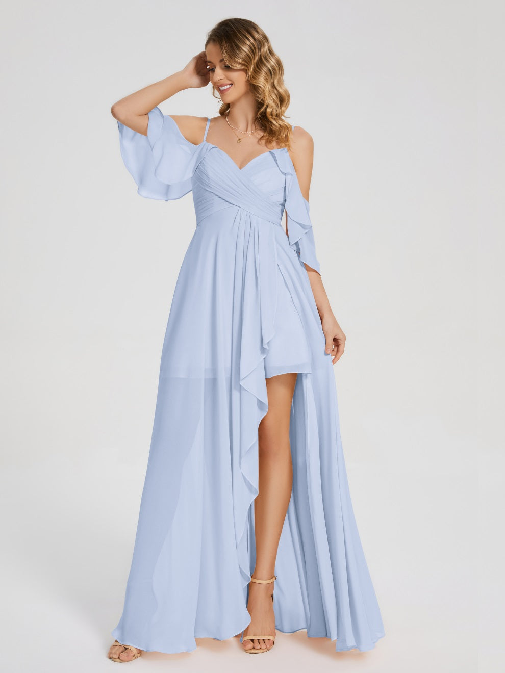 Lilah Asymmetrisch Off-Shoulder Chiffon Brautjungfernkleider