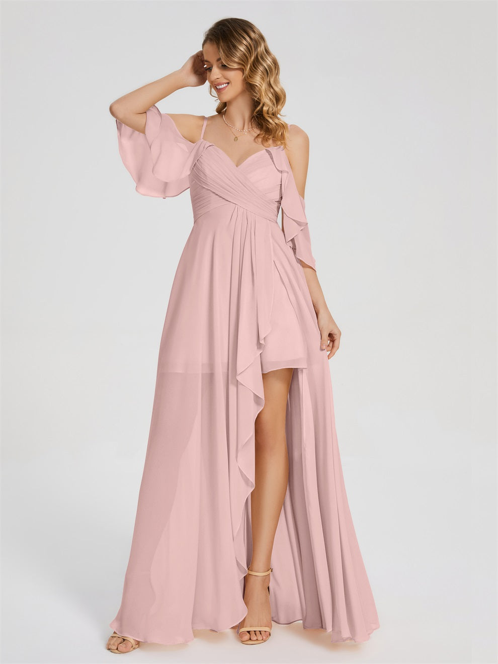 Lilah Asymmetrisch Off-Shoulder Chiffon Brautjungfernkleider