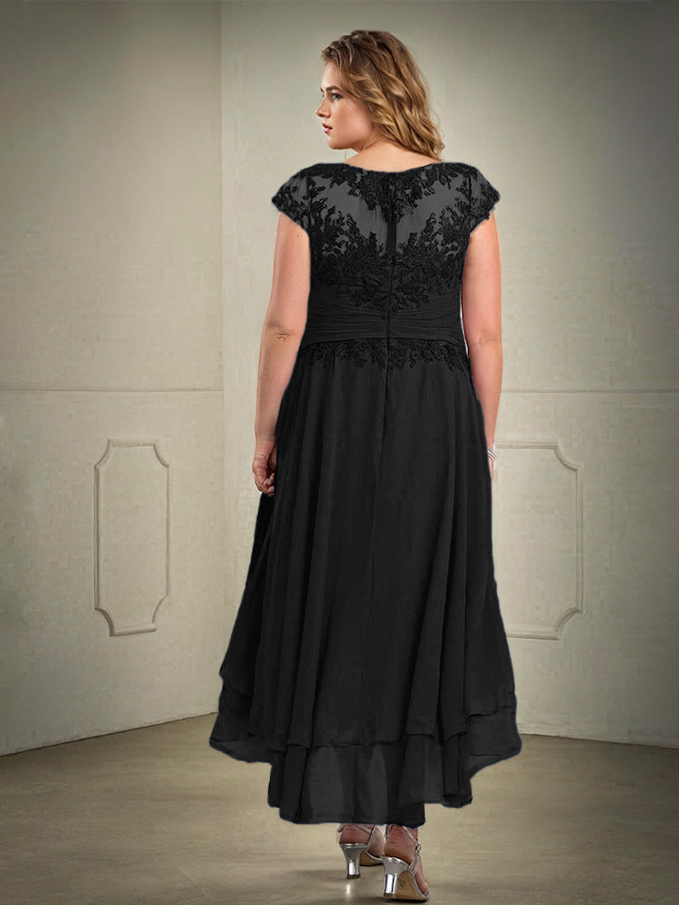 Plus Größe hoch niedrig Spitze Appliques Chiffon Mutter der Braut Kleid